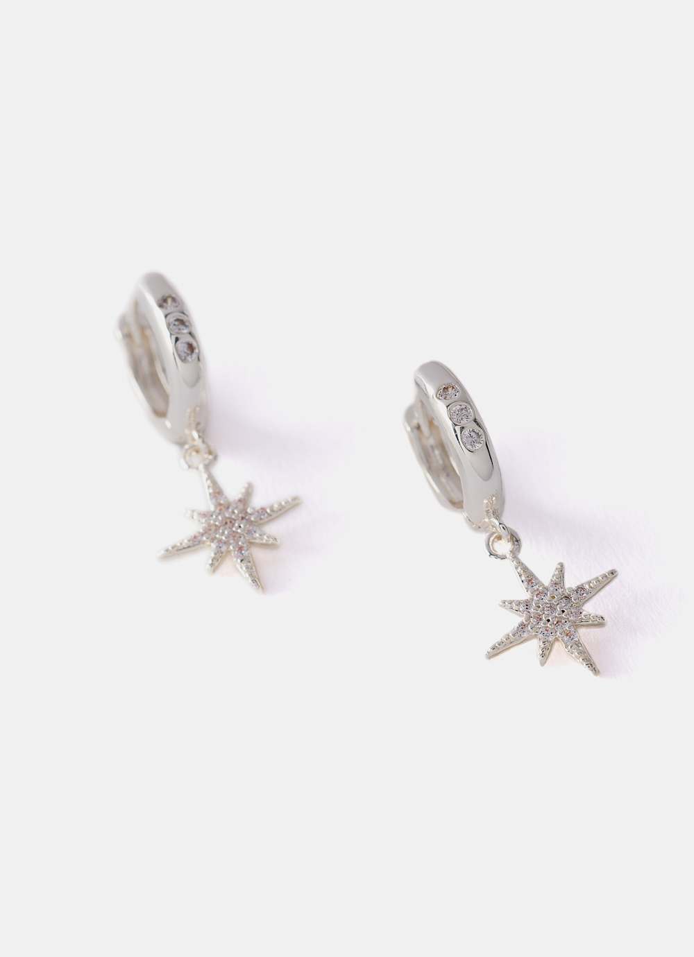 Silver Plated Star Hoop Earrings