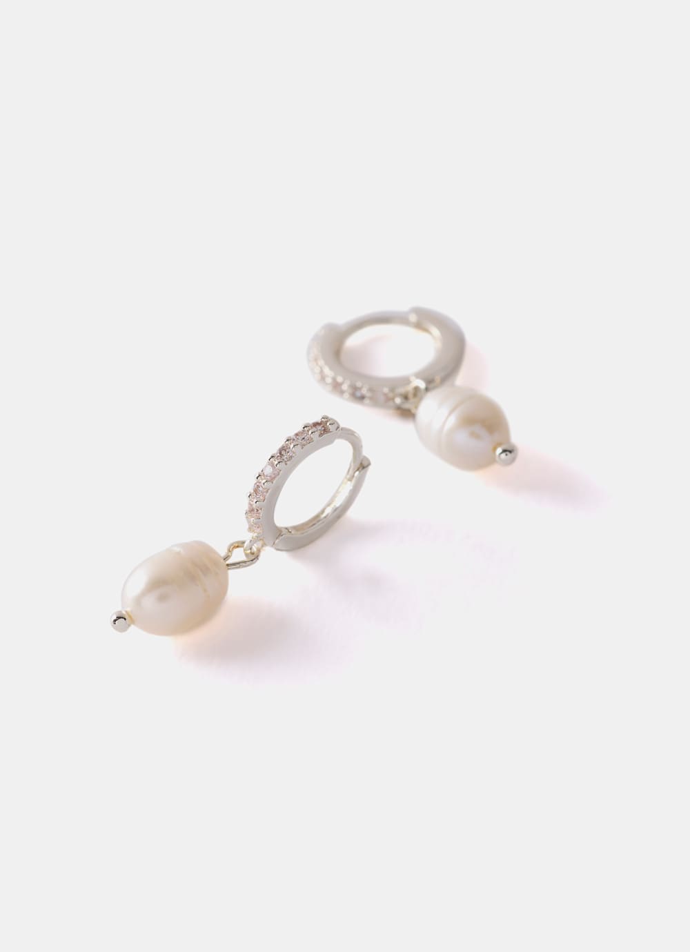 Silver Plated Pearl Hoop Earrings