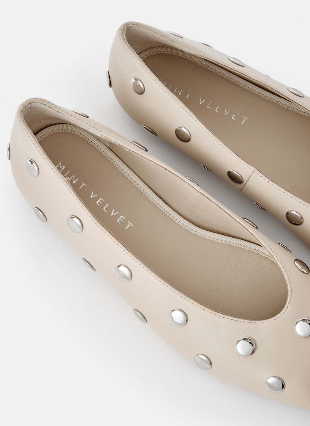 Coco Neutral Studded Leather Flats