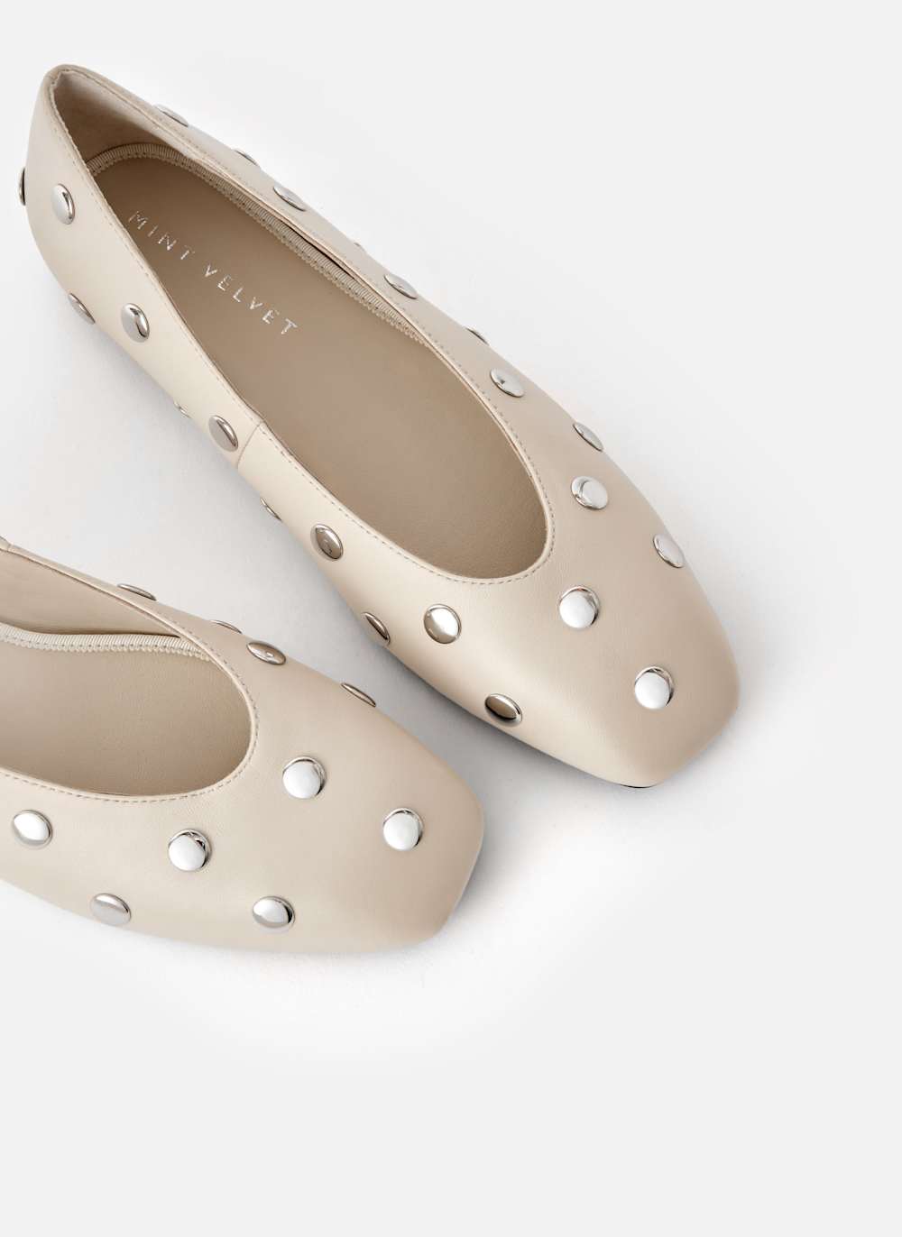 Coco Neutral Studded Leather Flats