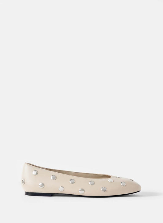 Coco Neutral Studded Leather Flats