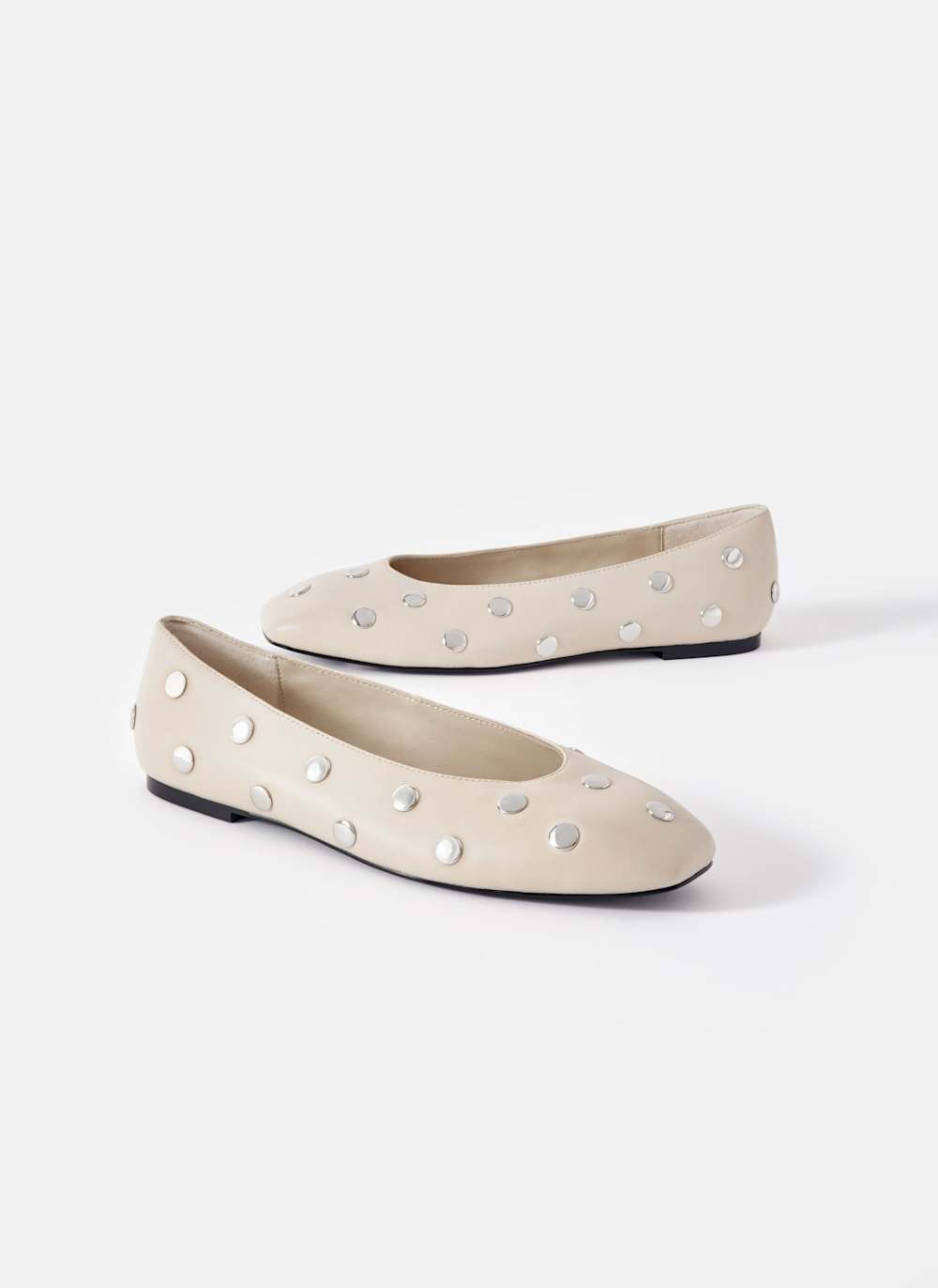 Coco Neutral Studded Leather Flats