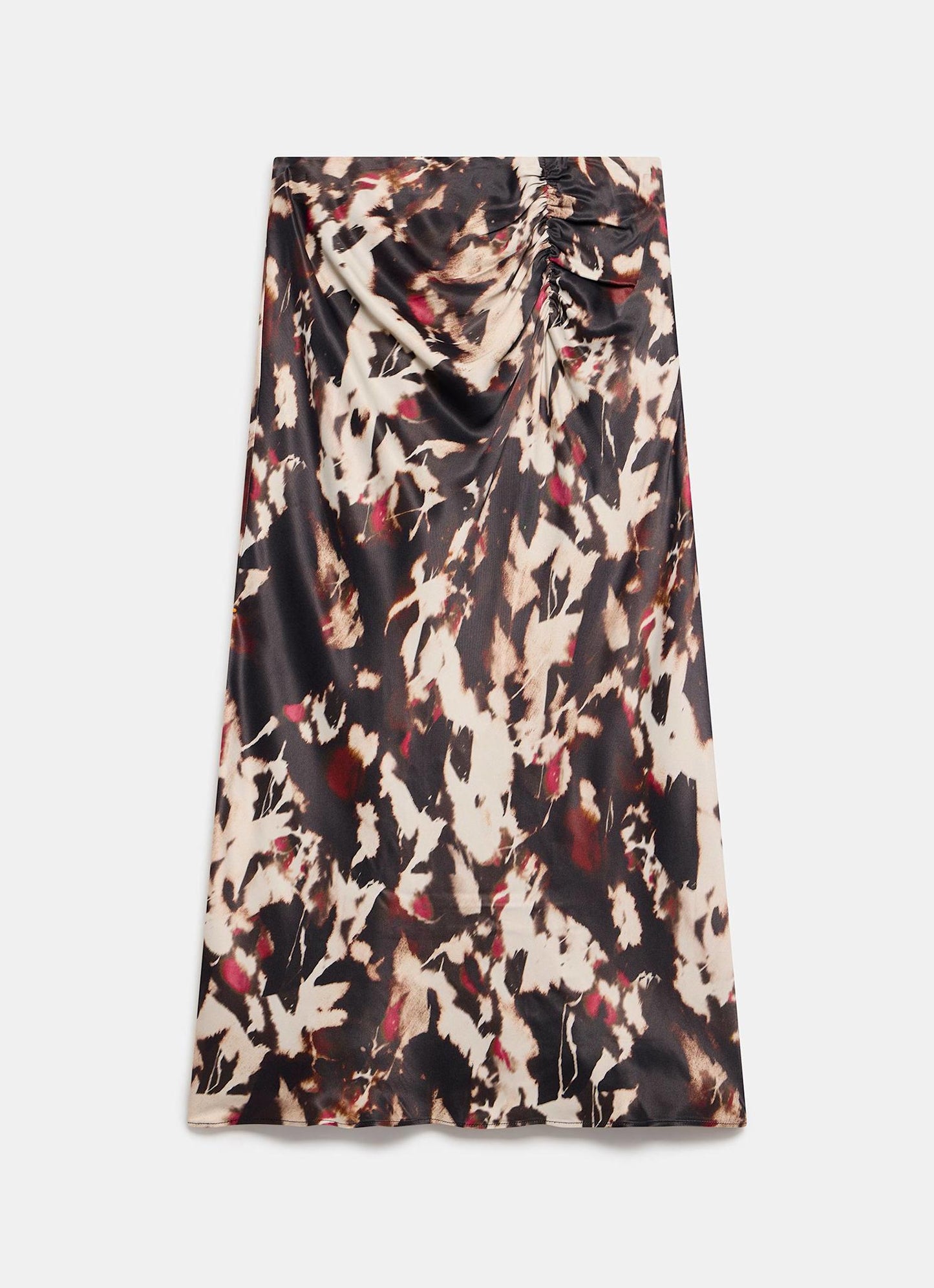 Burgundy Abstract Print Midi Skirt