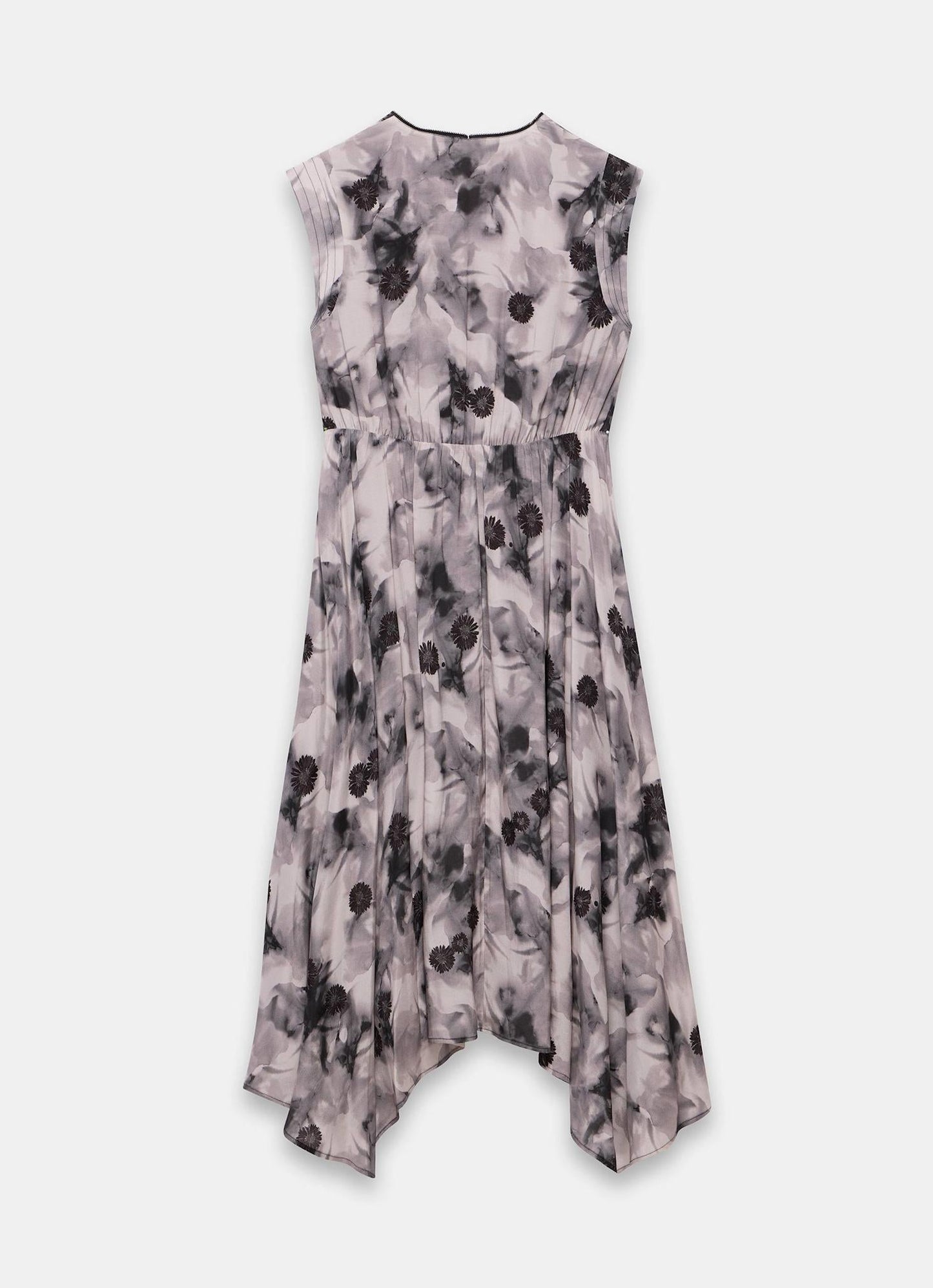 Grey Abstract Print Midi Dress