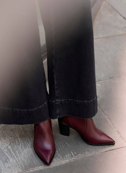 Amy Burgundy Leather Ankle Boots