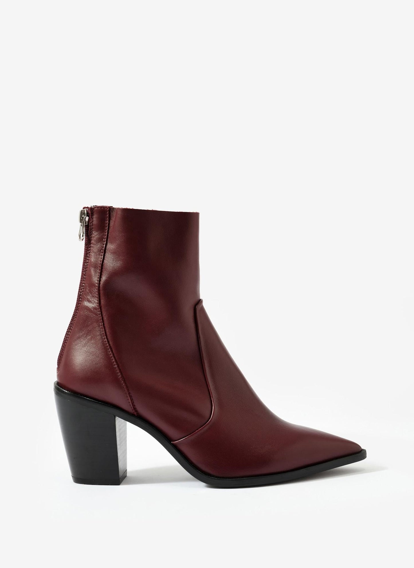 Amy Burgundy Leather Ankle Boots