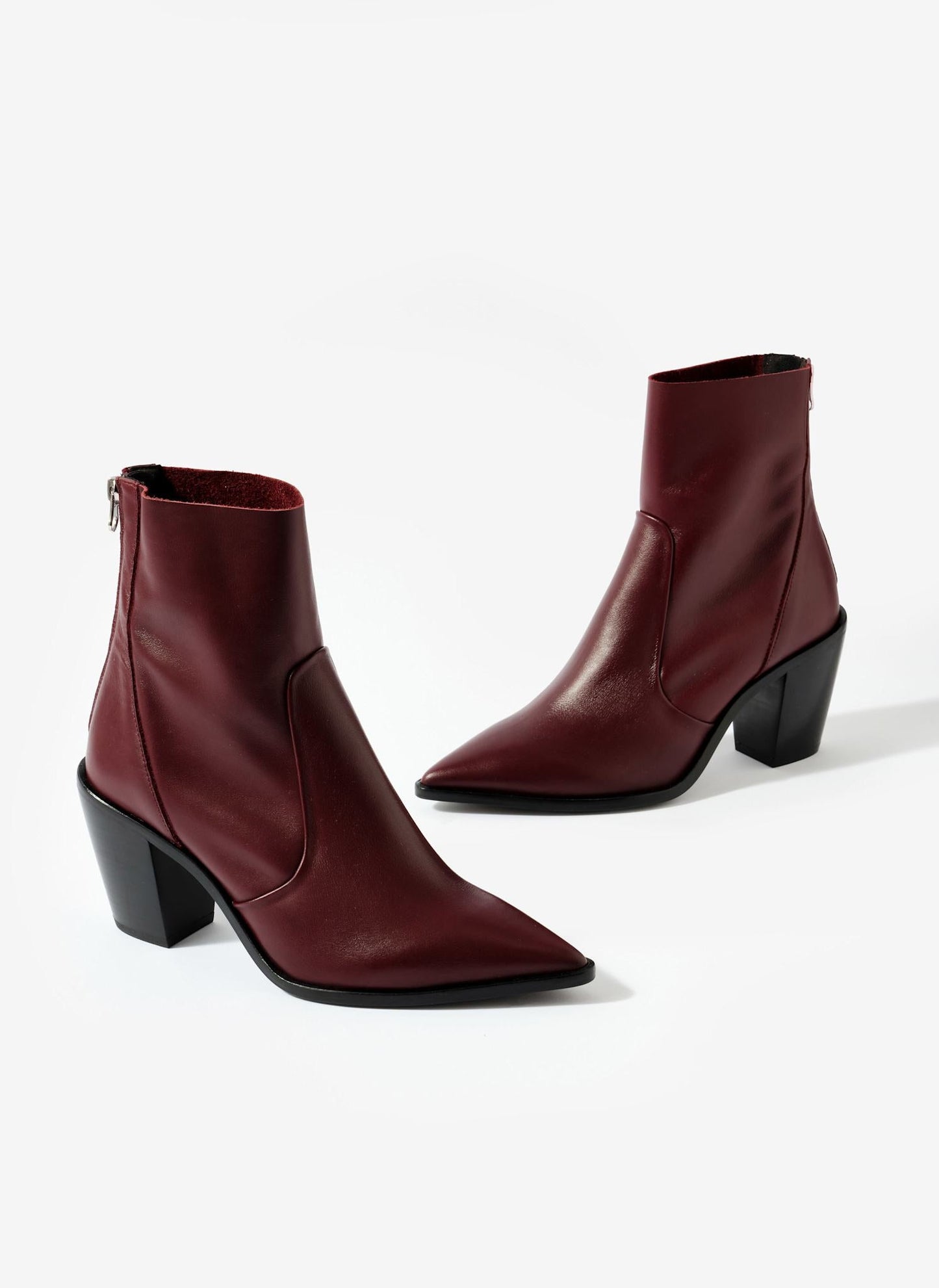 Amy Burgundy Leather Ankle Boots