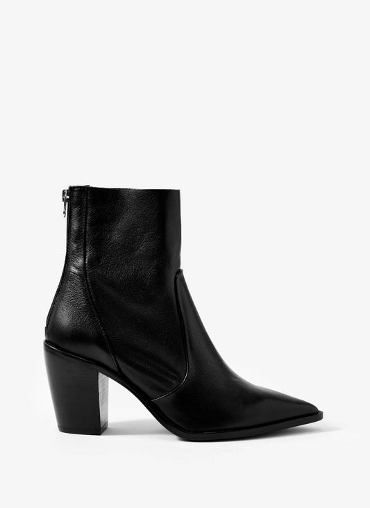 Amy Black Leather Ankle Boots