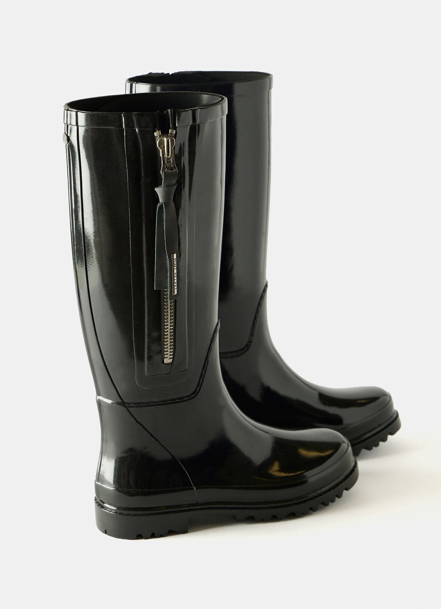April Black Patent Knee-High Wellies