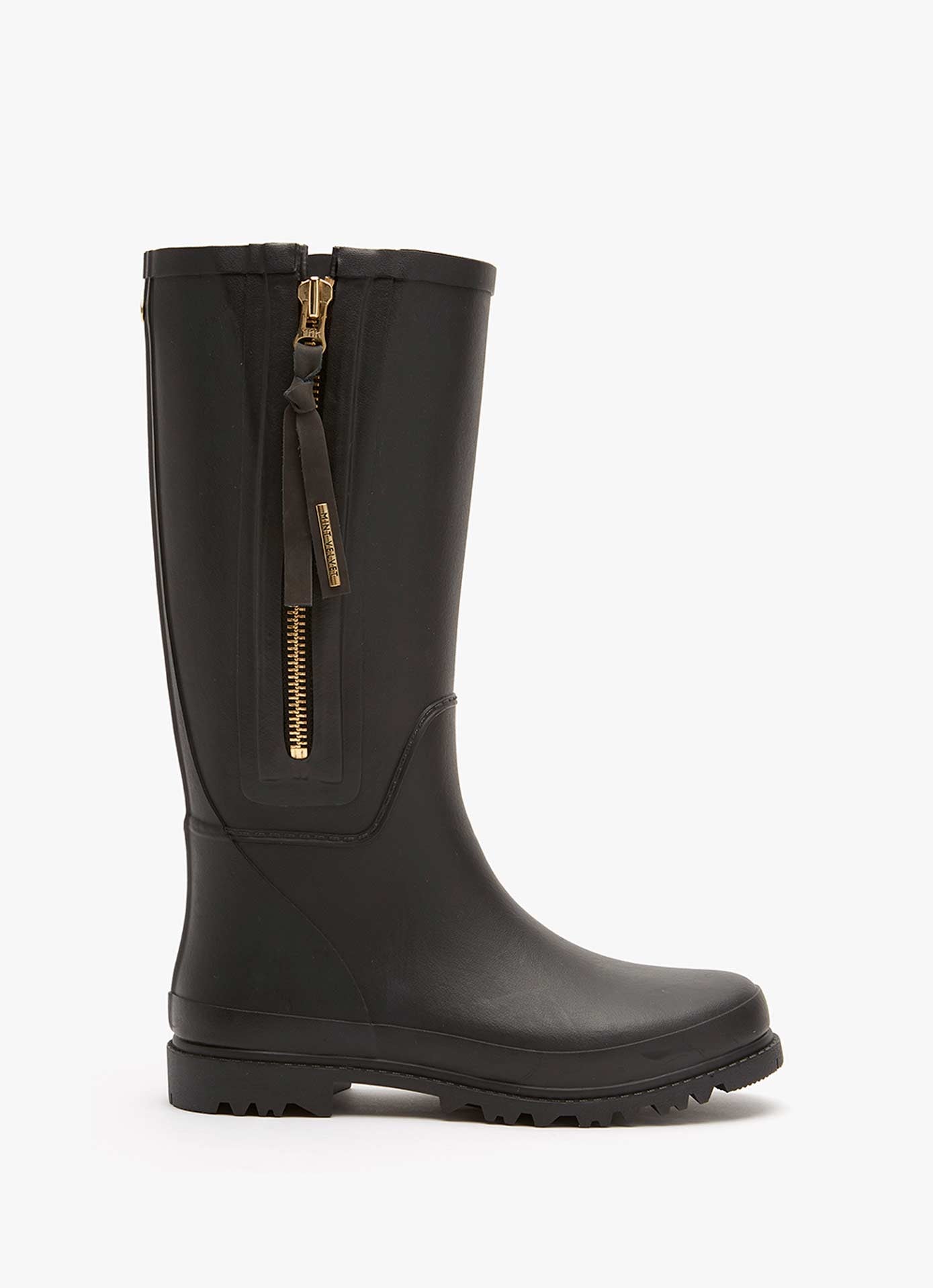 April Black Zip Wellies