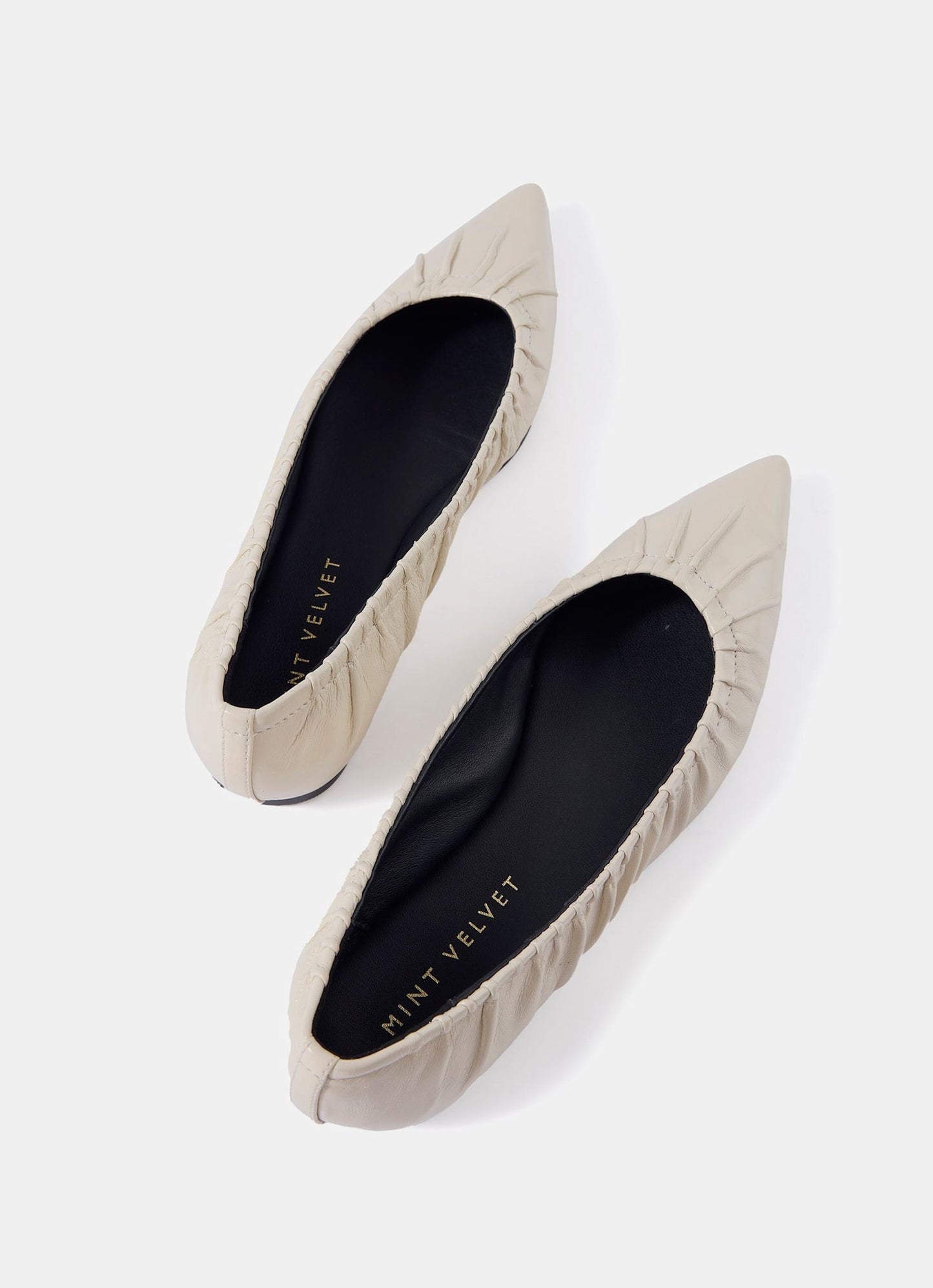 Arella Cream Leather Flat Pumps
