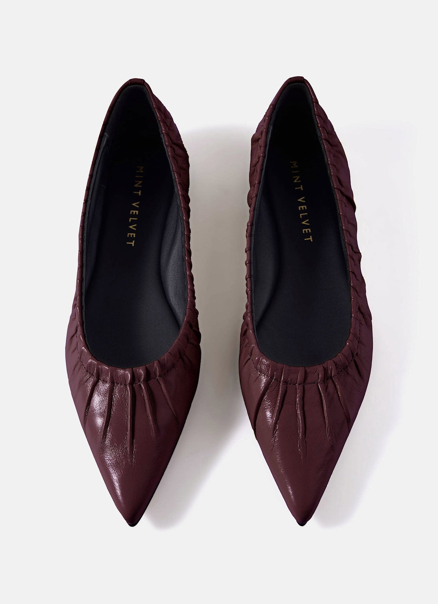 Arella Burgundy Leather  Flat Pumps