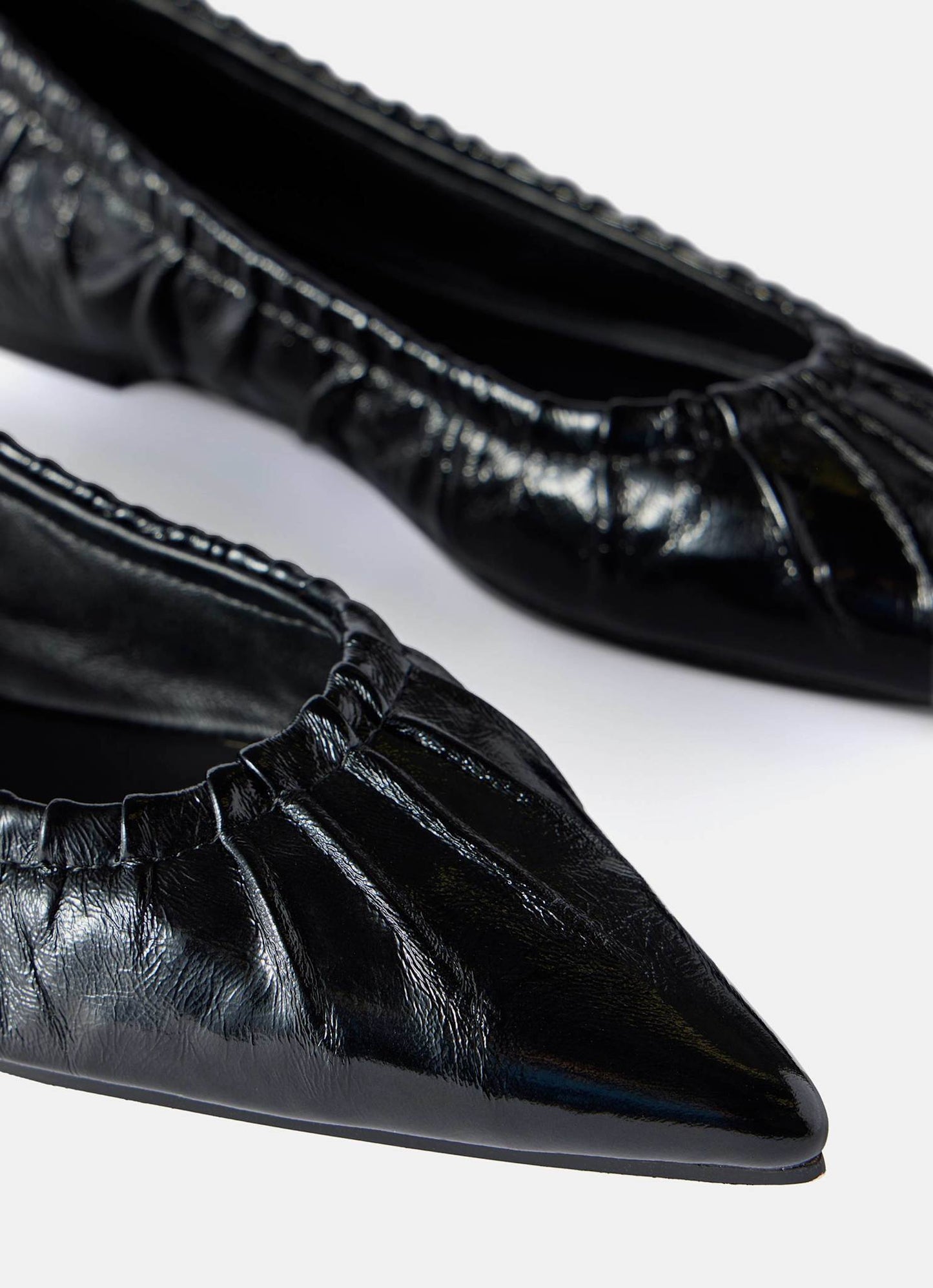 Arella Black Leather Flat Pumps