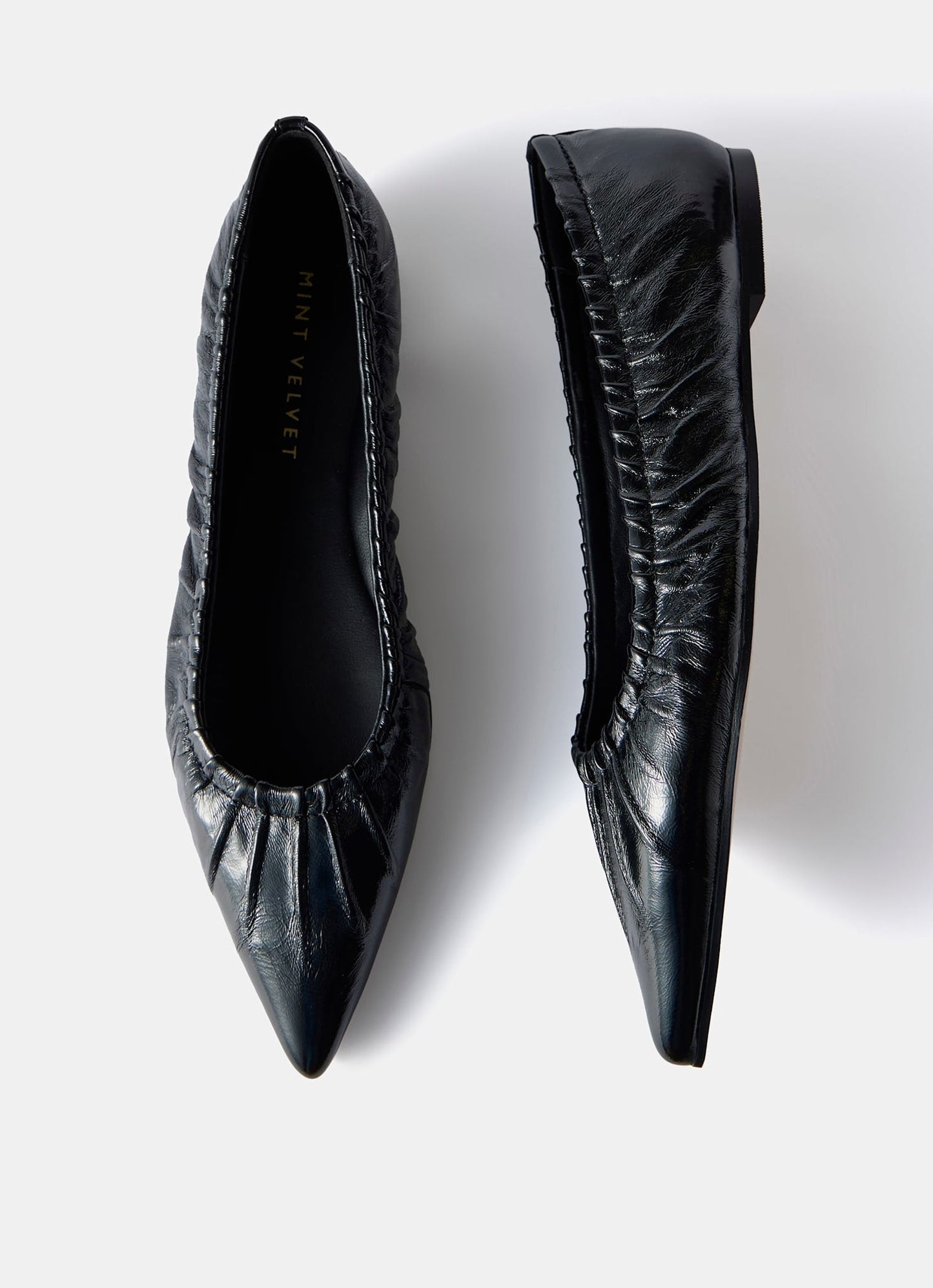 Arella Black Leather Flat Pumps