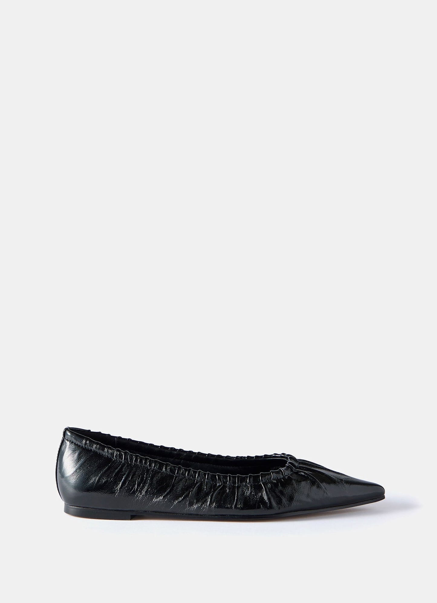 Arella Black Leather Flat Pumps