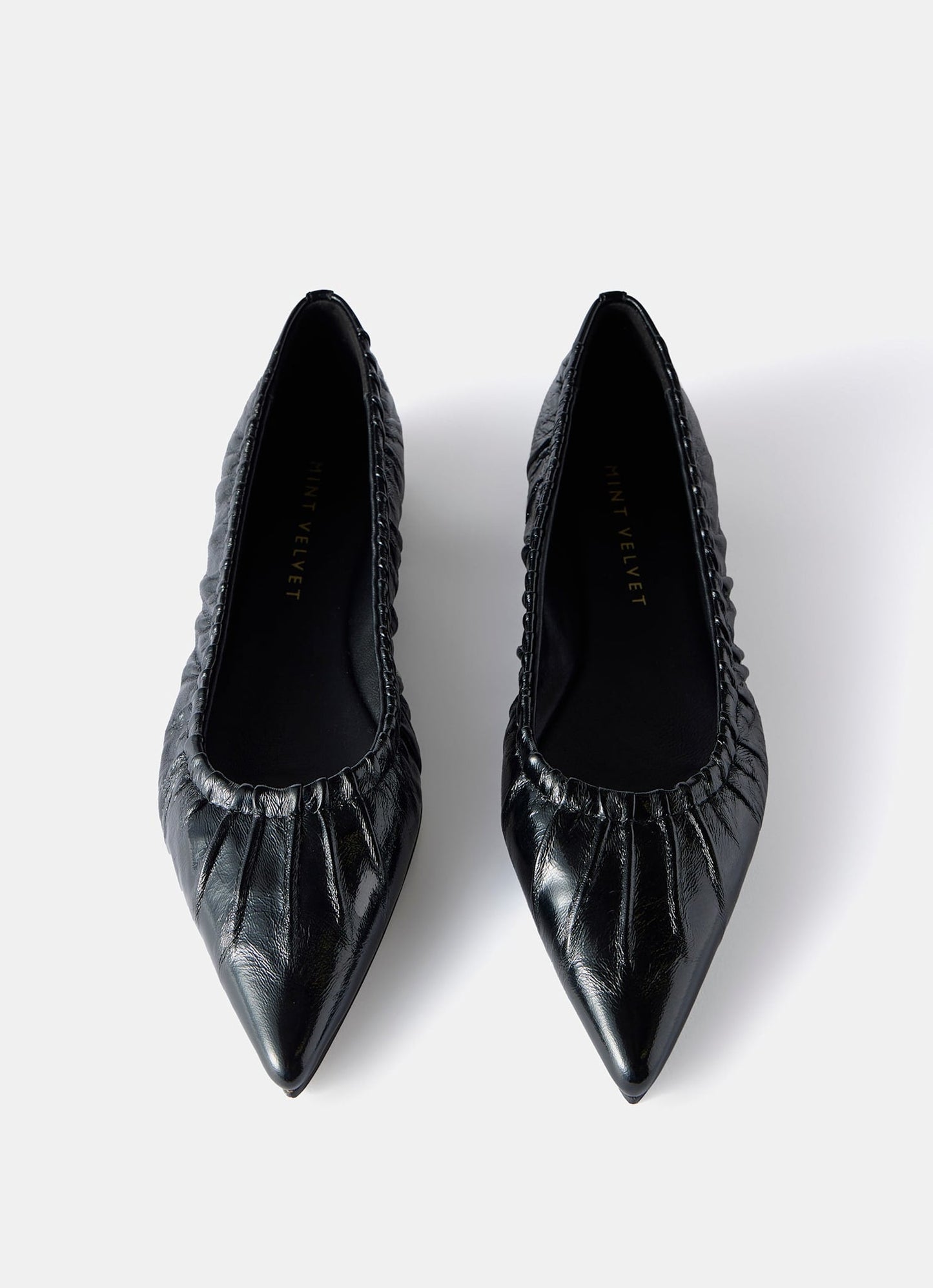 Arella Black Leather Flat Pumps