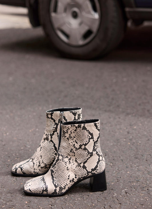 Aria Snake Print Ankle Boots