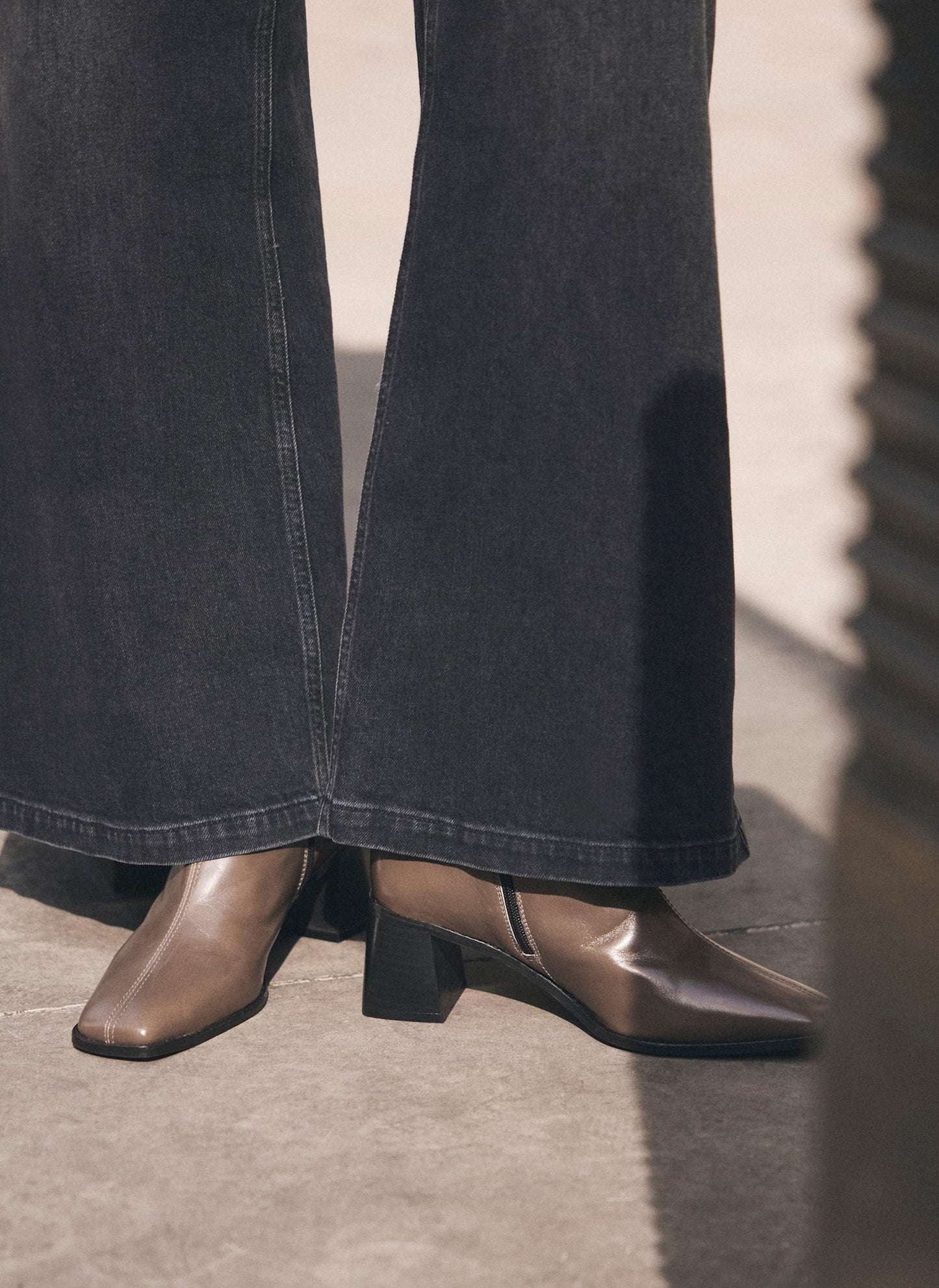 Aria Khaki Leather Ankle Boots