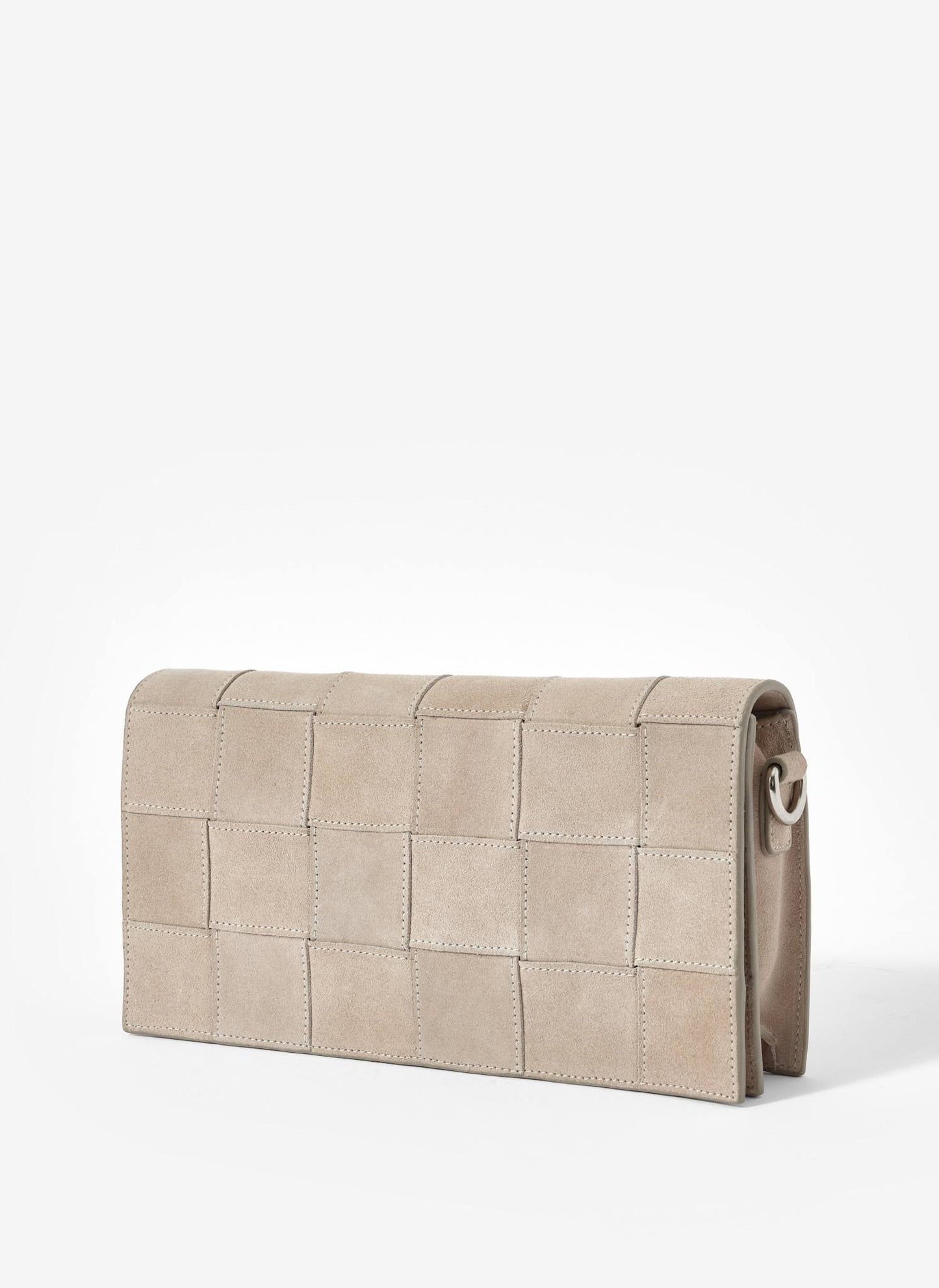 Avi Neutral Suede Woven Clutch