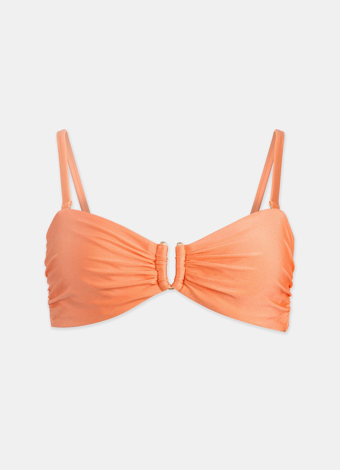 Orange Bandeau Ruched Bikini Top
