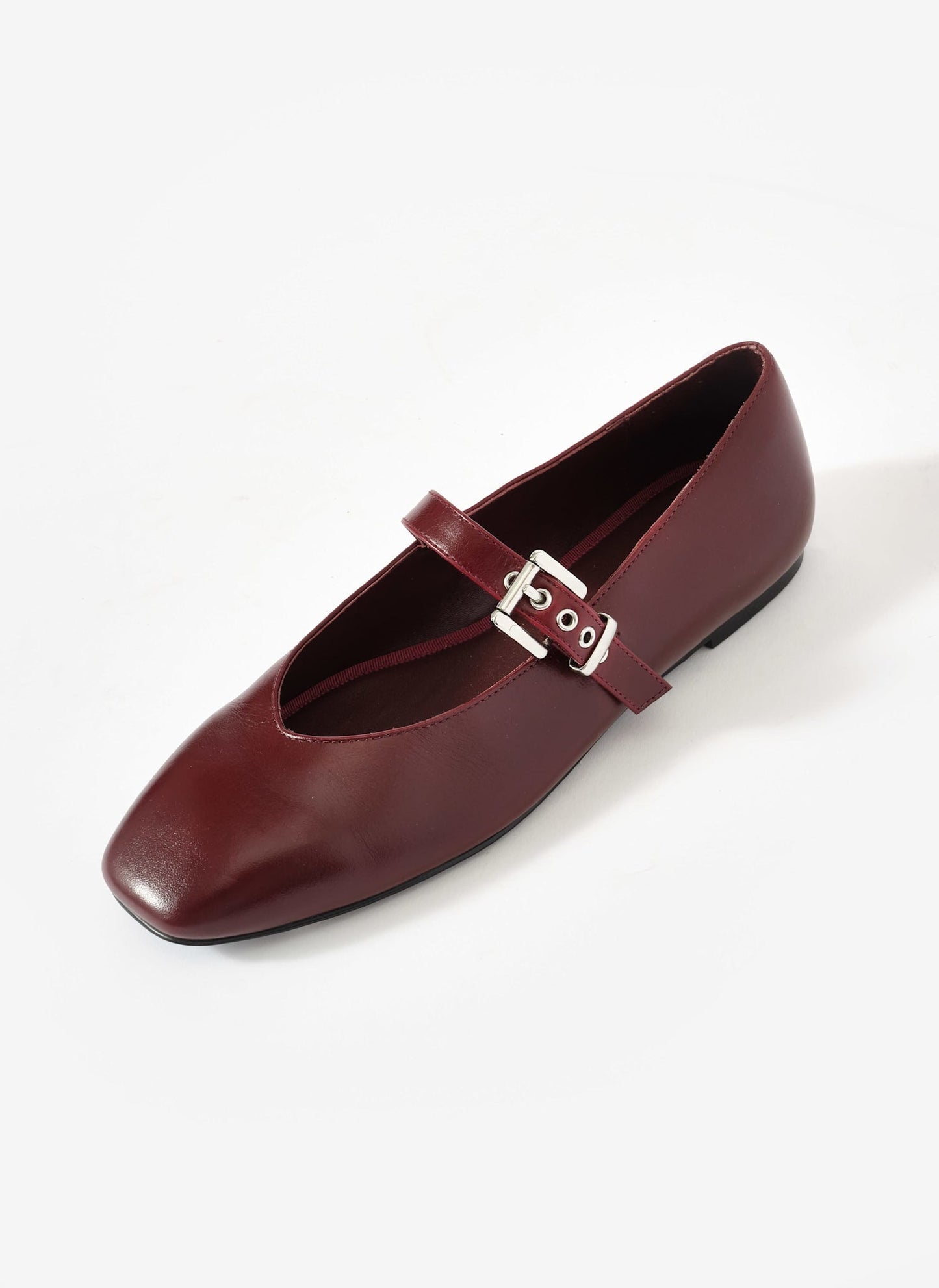 Bea Burgundy Leather Ballet Flats
