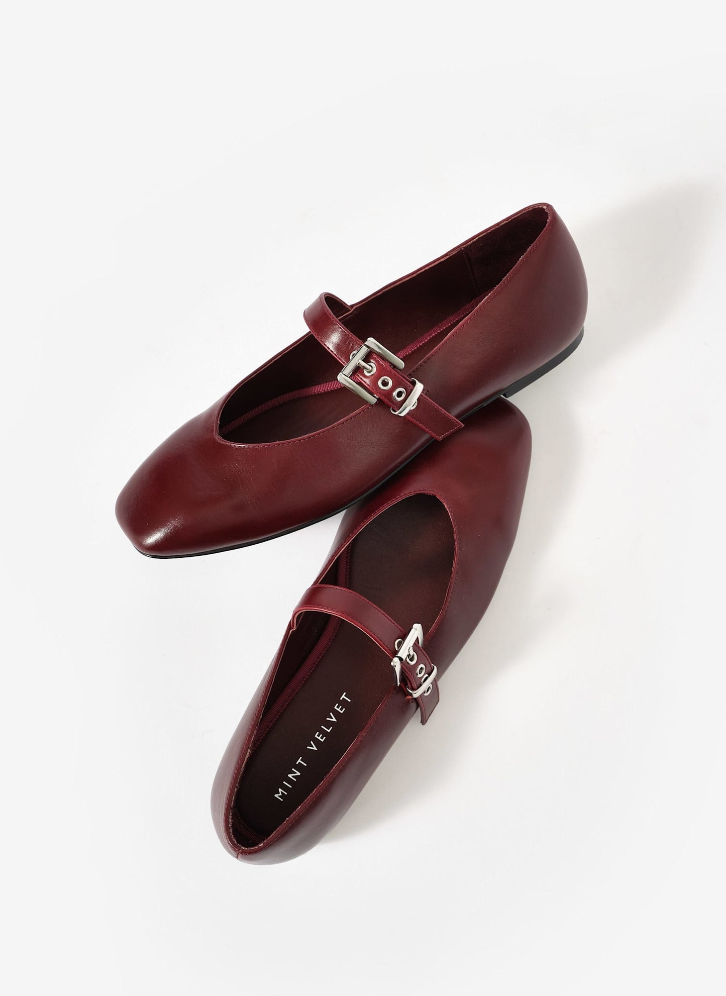 Bea Burgundy Leather Ballet Flats
