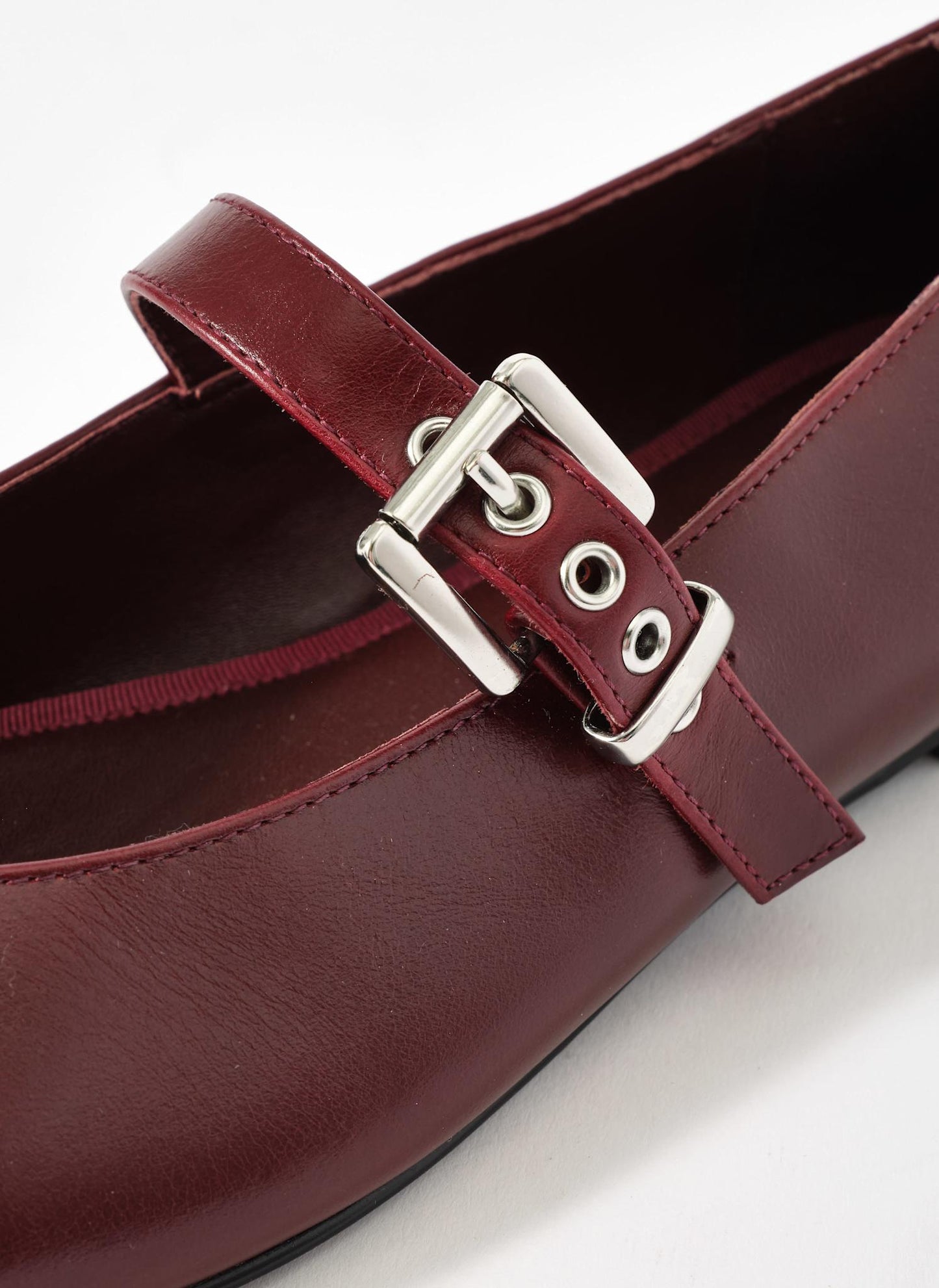 Bea Burgundy Leather Ballet Flats