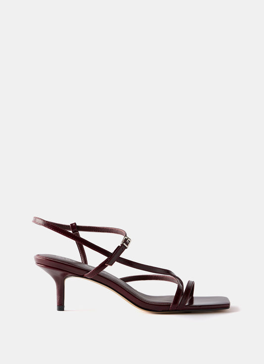 Eli Burgundy Leather Strappy Kitten Heels