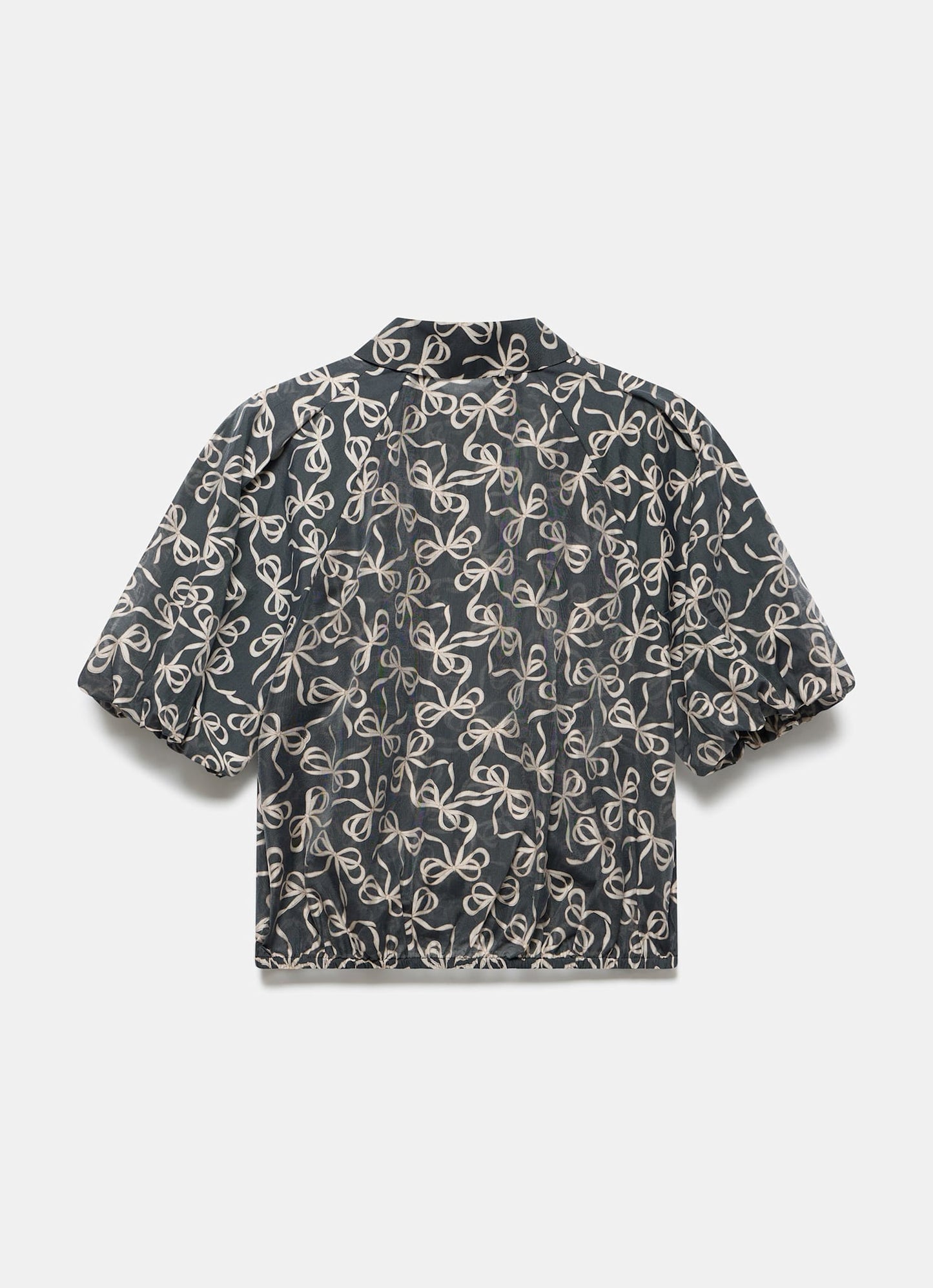Black Bow Print Cropped Shirt