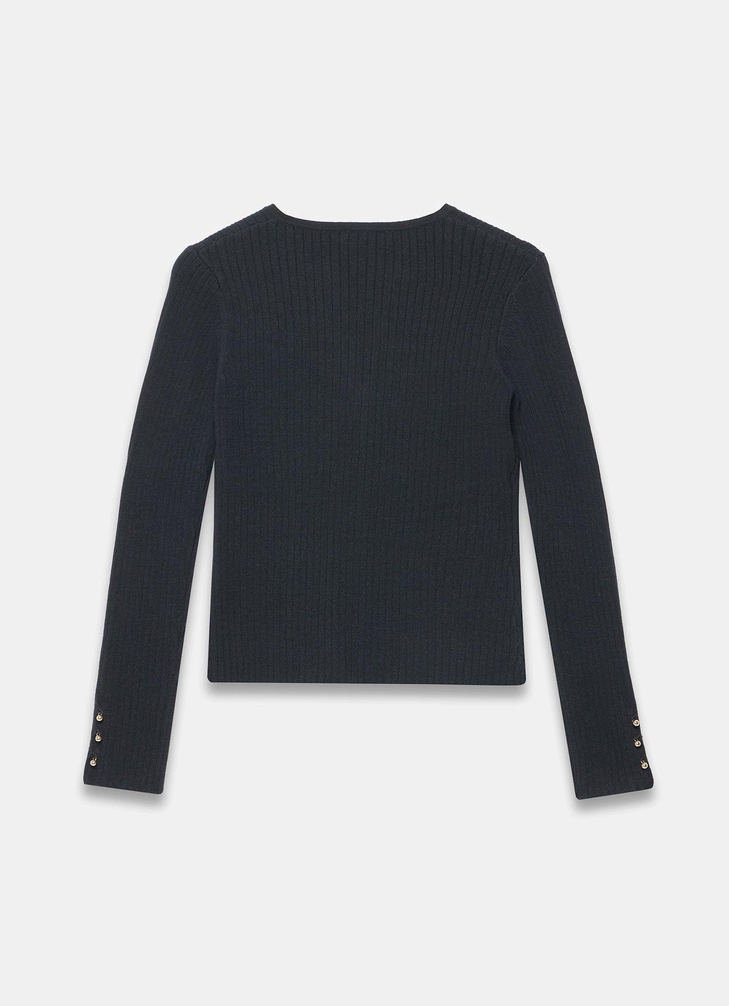 Black Button Detail Ribbed Top