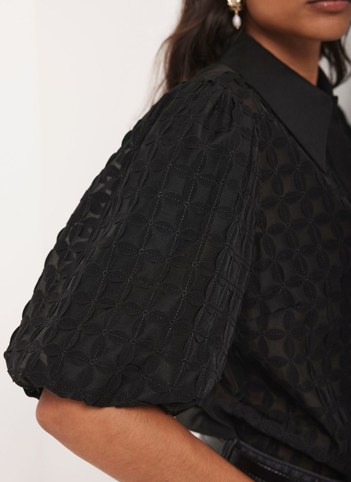Black Petal Detail Shirt