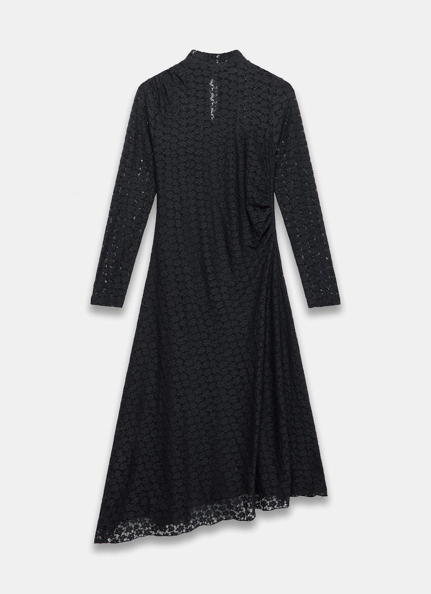 Black Lace Asymmetric Midi Dress