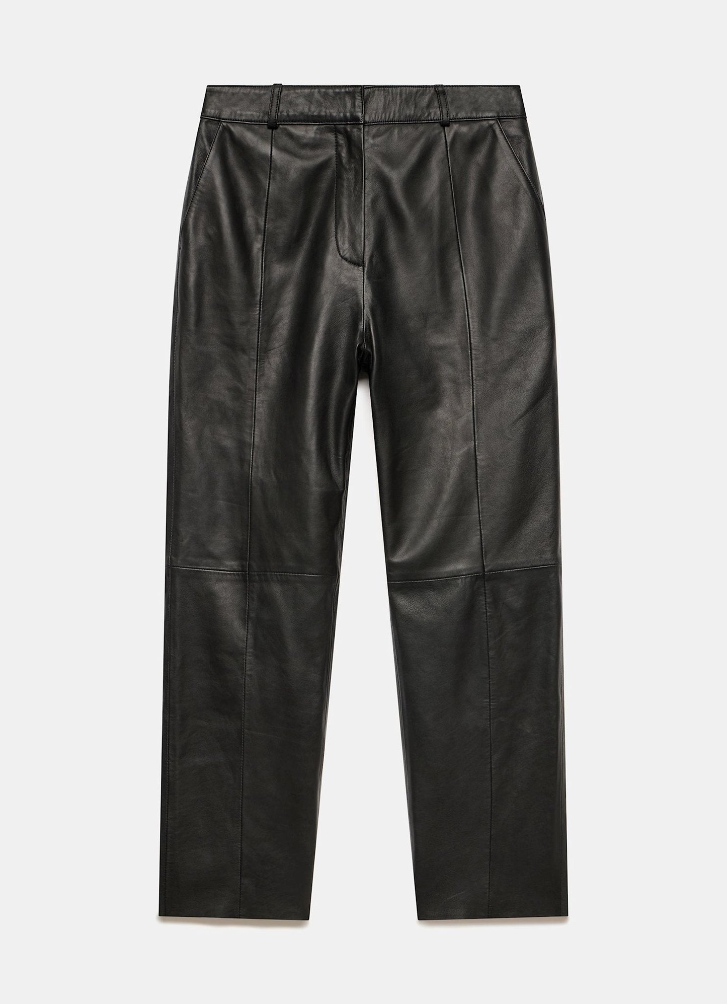 Black Leather Tapered Trousers