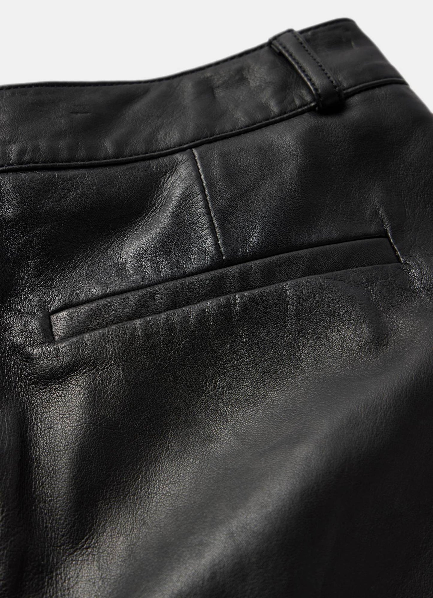 Black Leather Tapered Trousers