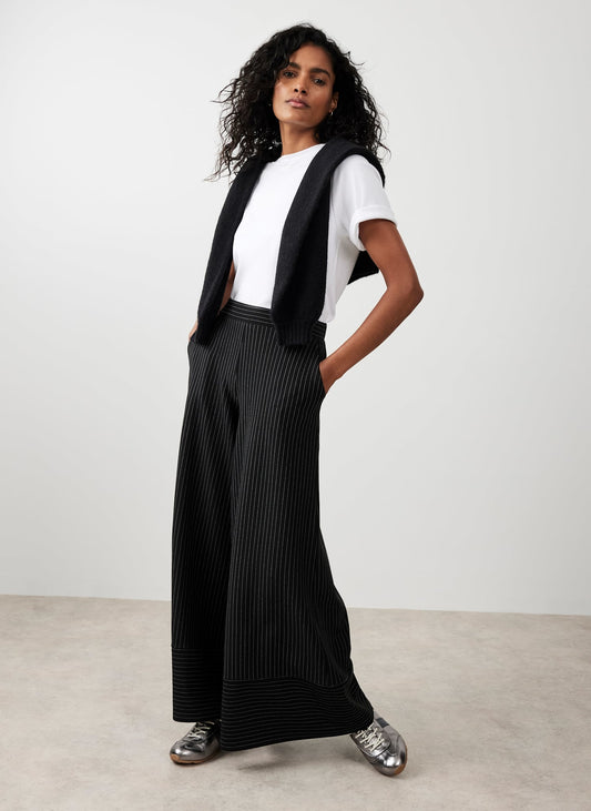 Black Pinstripe Wide Trousers