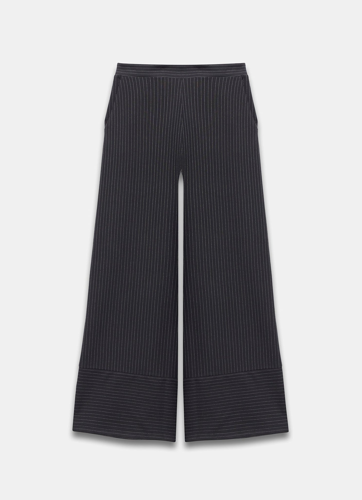 Black Pinstripe Wide Trousers