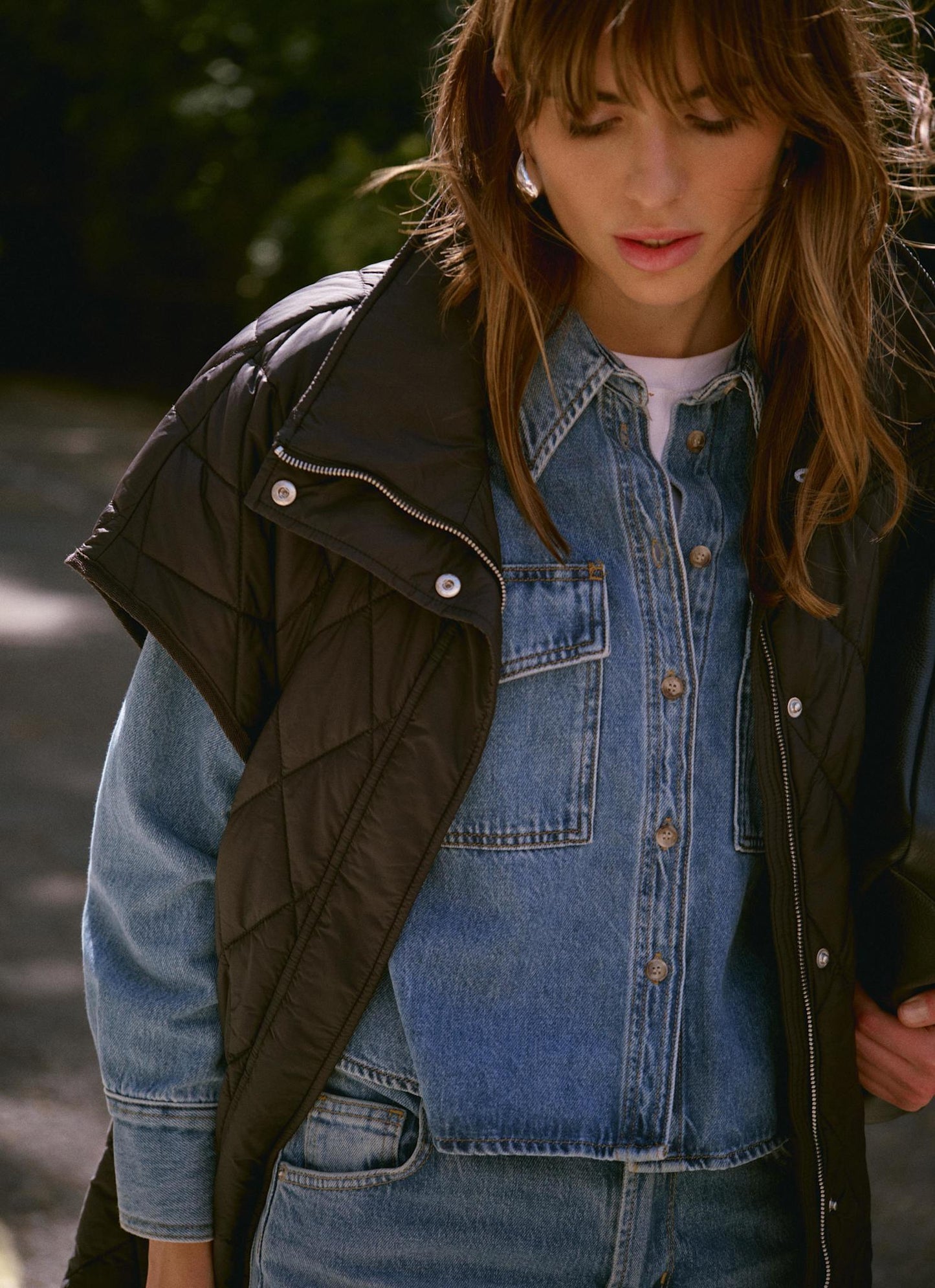 Black Quilted Oversized Gilet