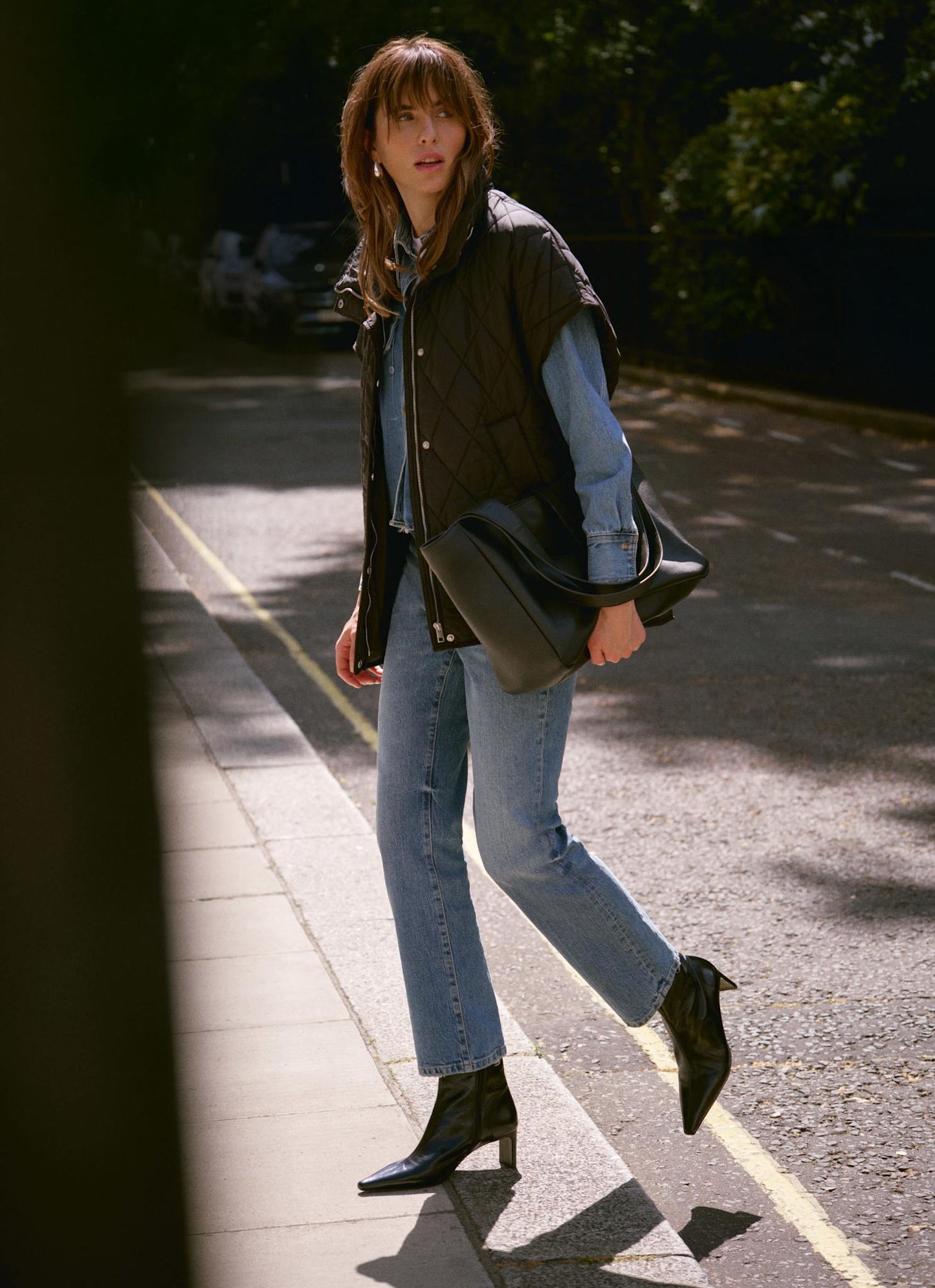 Black Quilted Oversized Gilet