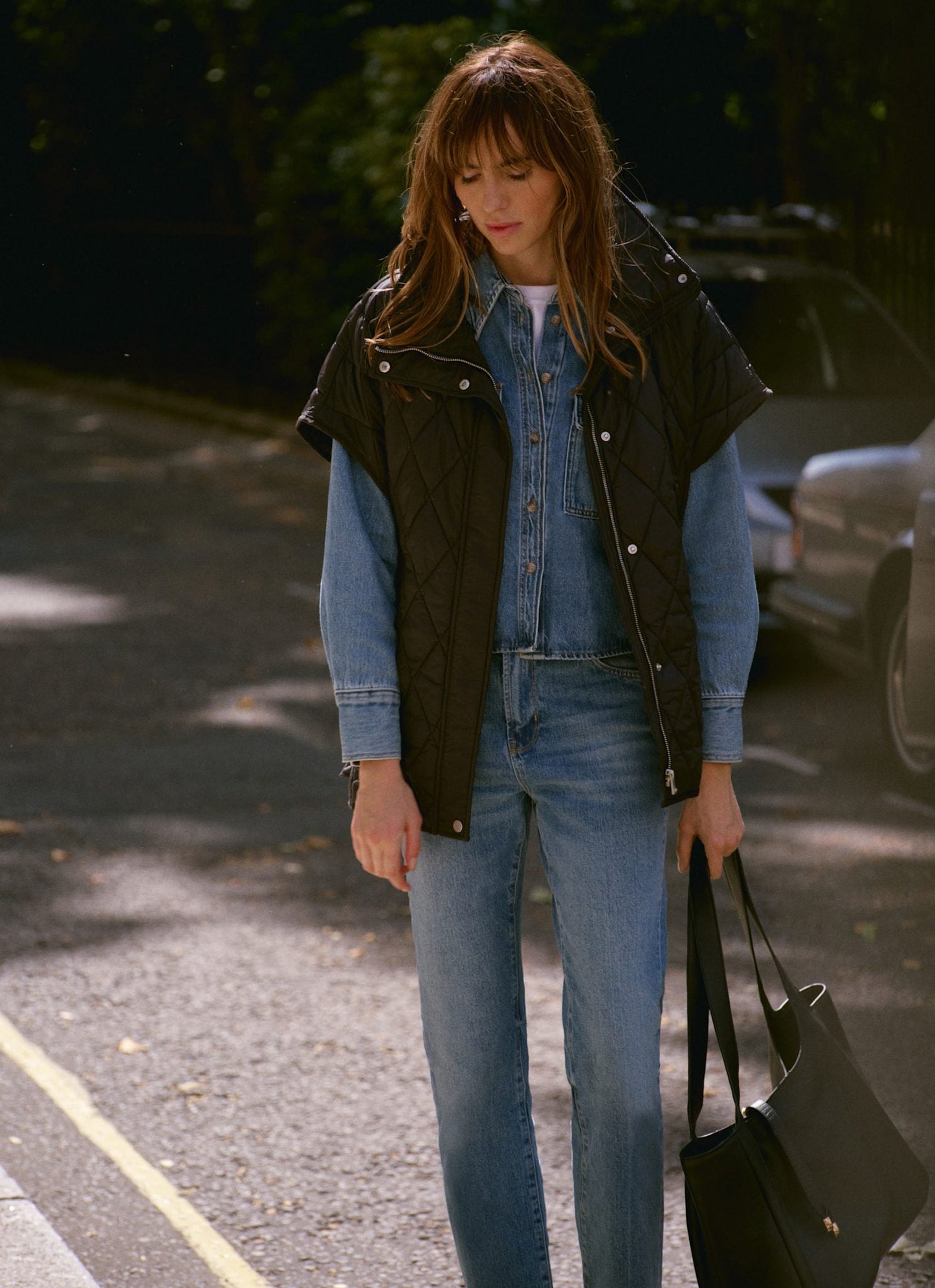 Black Quilted Oversized Gilet