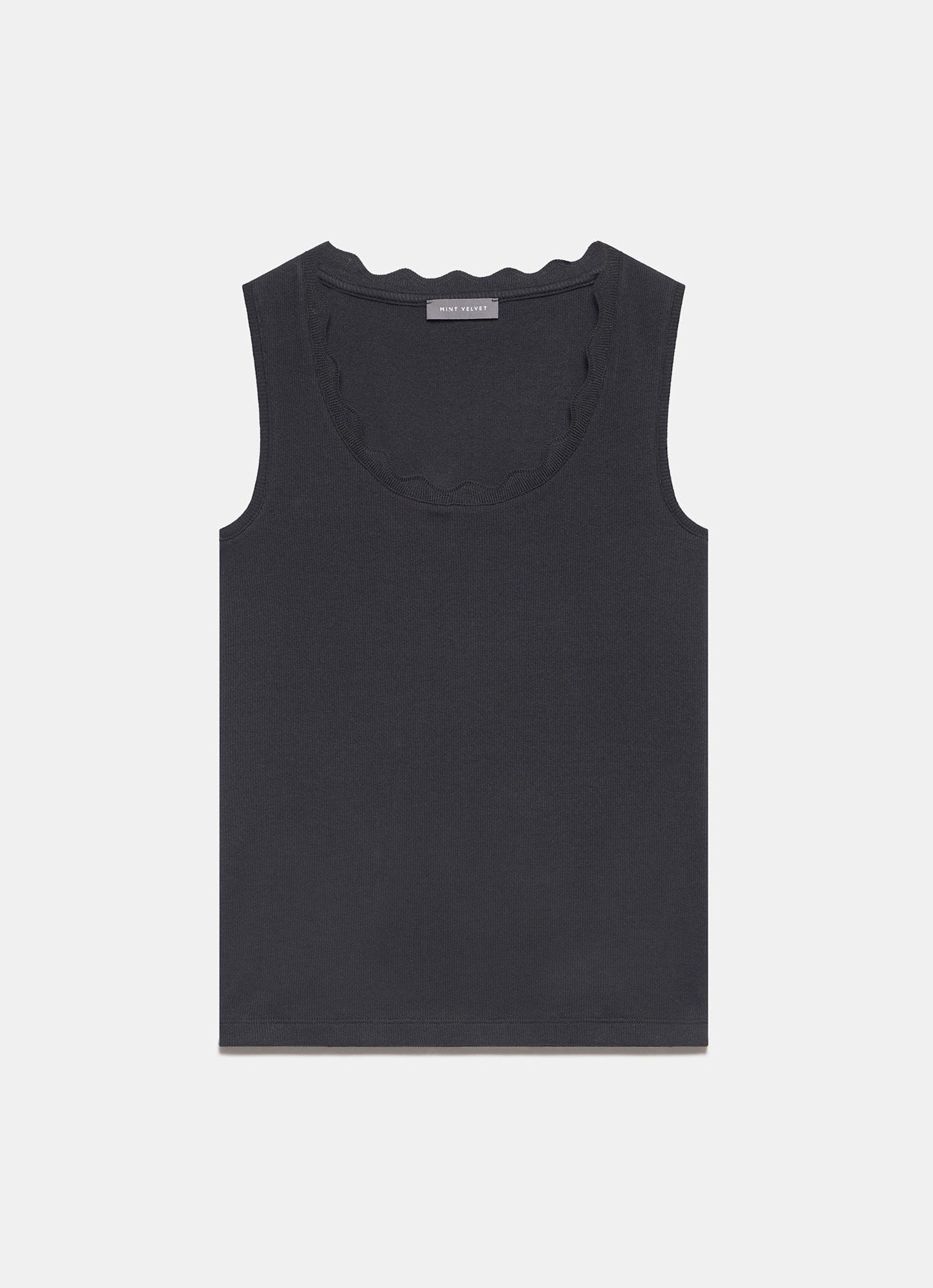 Black Scallop Trim Vest Top