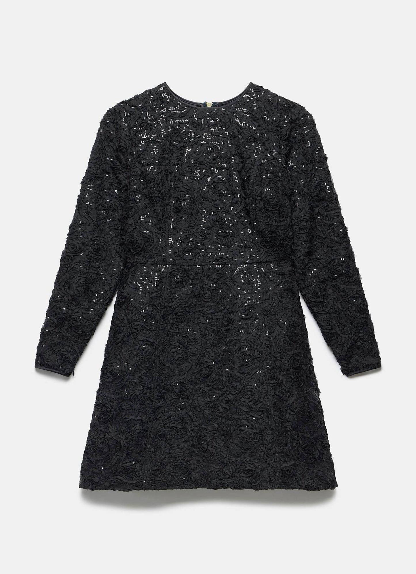 Black Sequin Applique Mini Dress