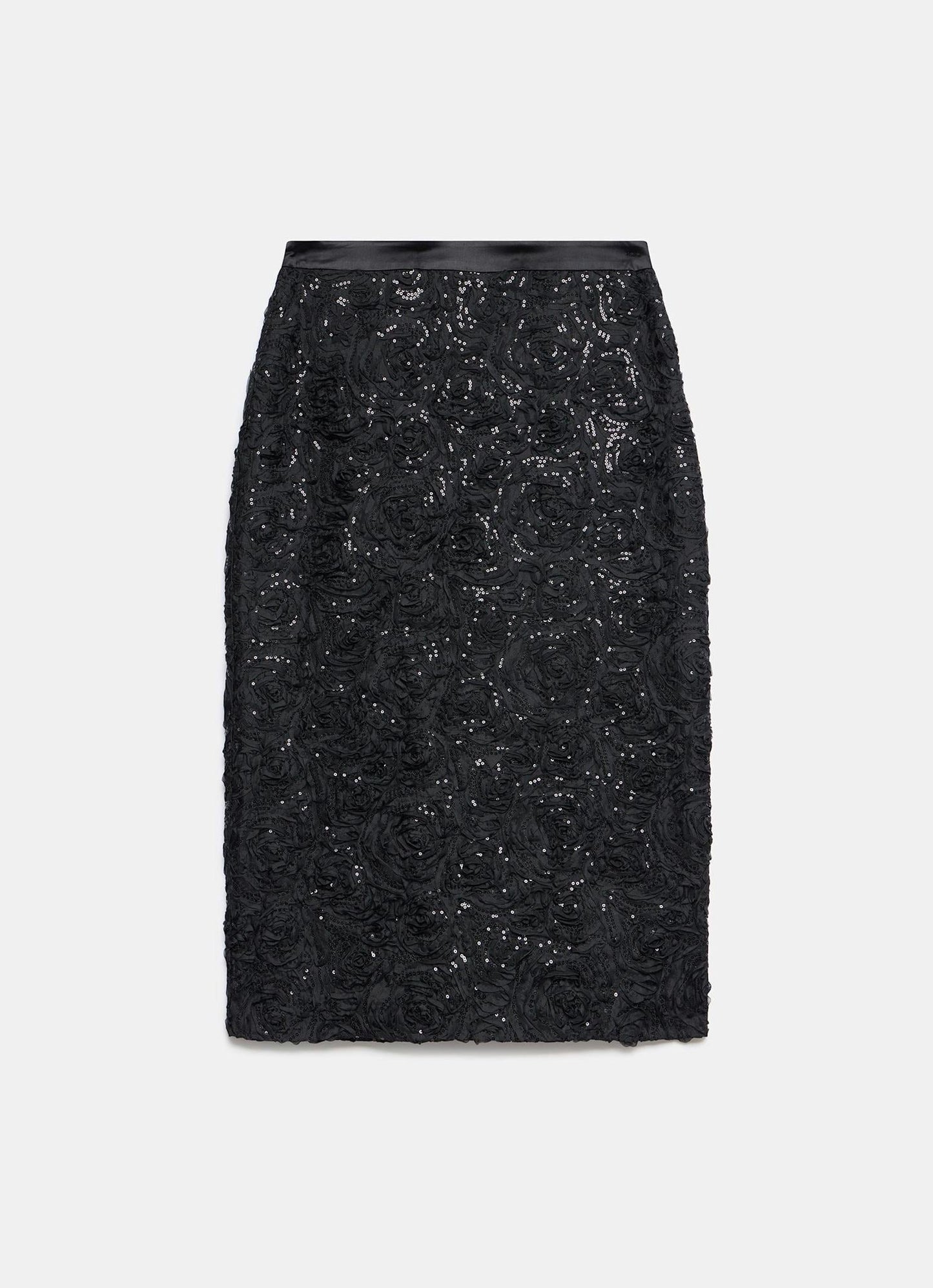 Black Sequin Midi Skirt