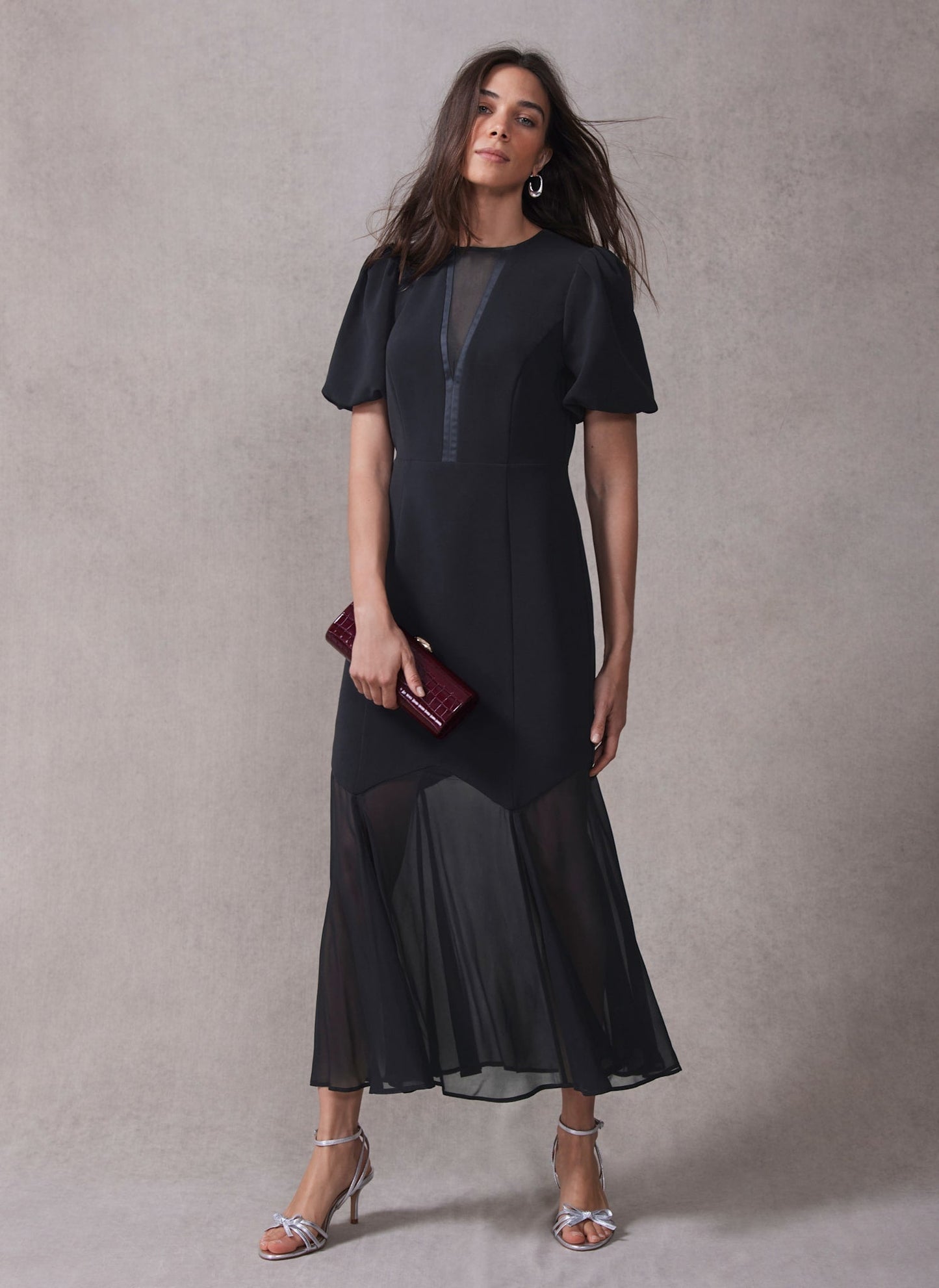 Black Puff Sleeve Maxi Dress