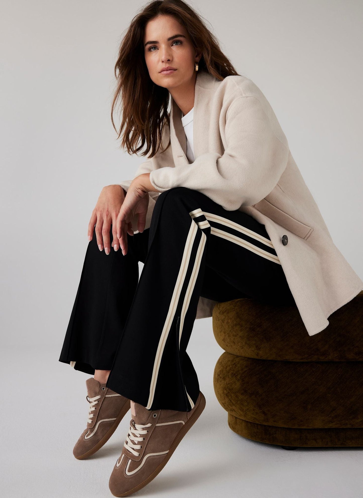 Black Side Stripe Flared Joggers