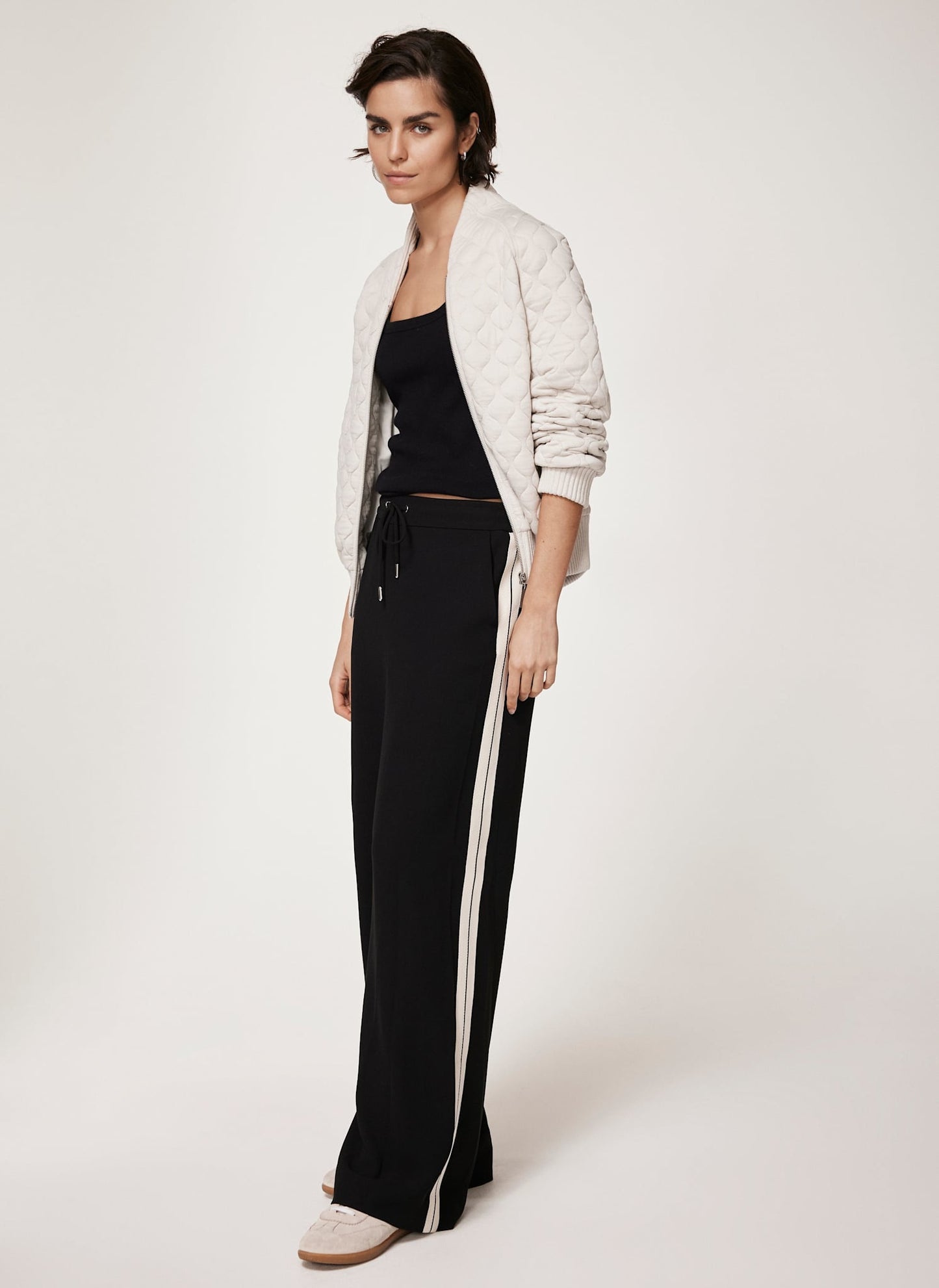 Black Side Stripe Wide Trousers