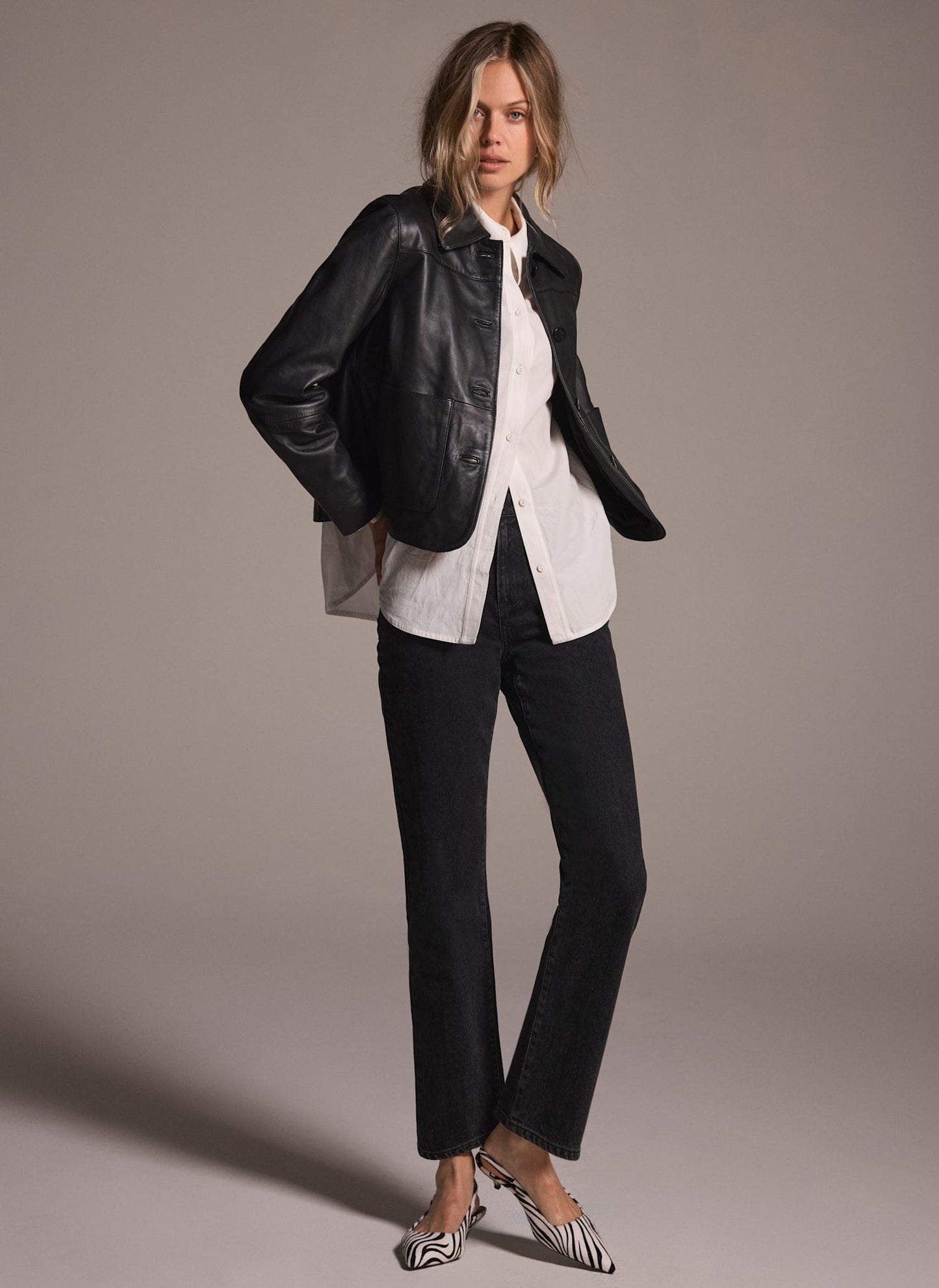 Washed Black Straight Leg Jeans