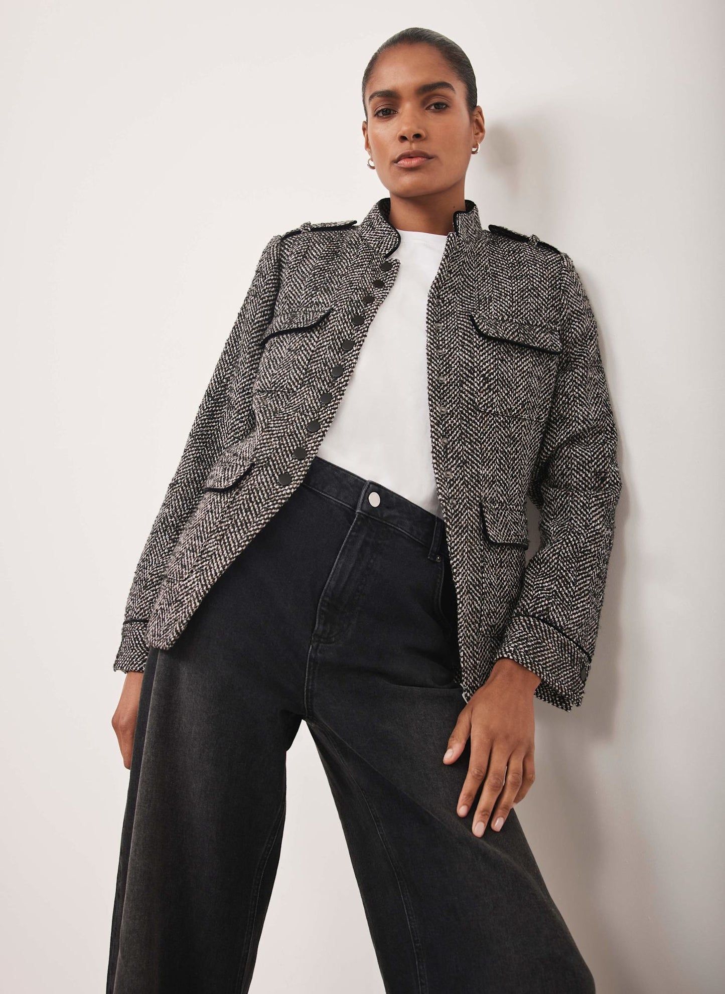 Black Textured Military Jacket