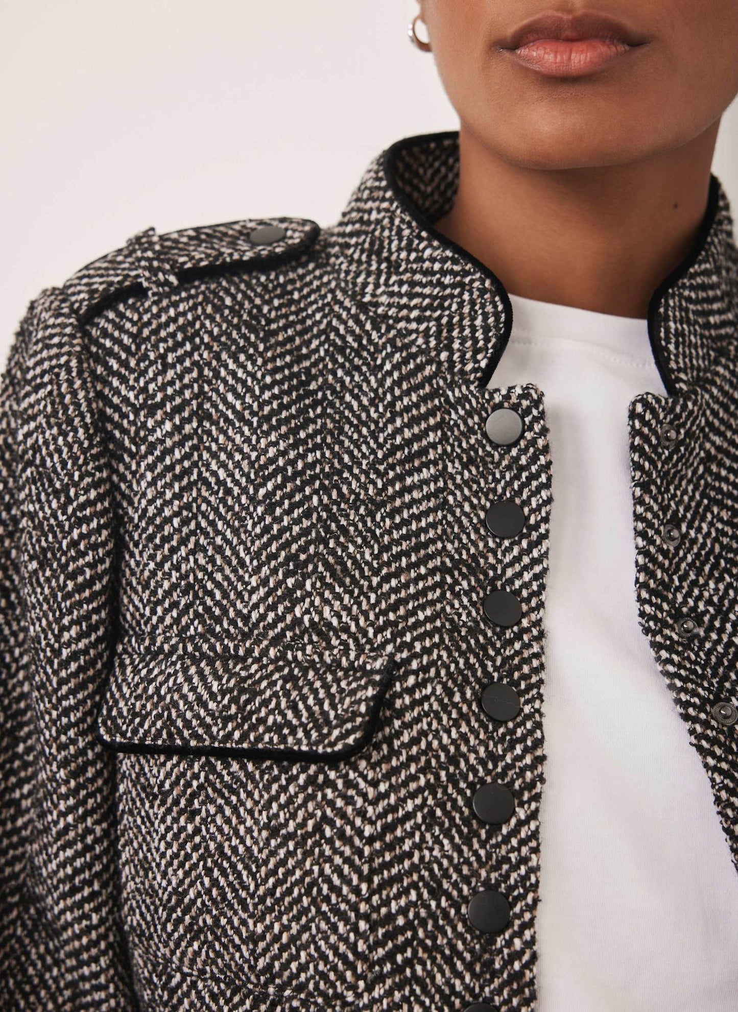 Black Textured Military Jacket