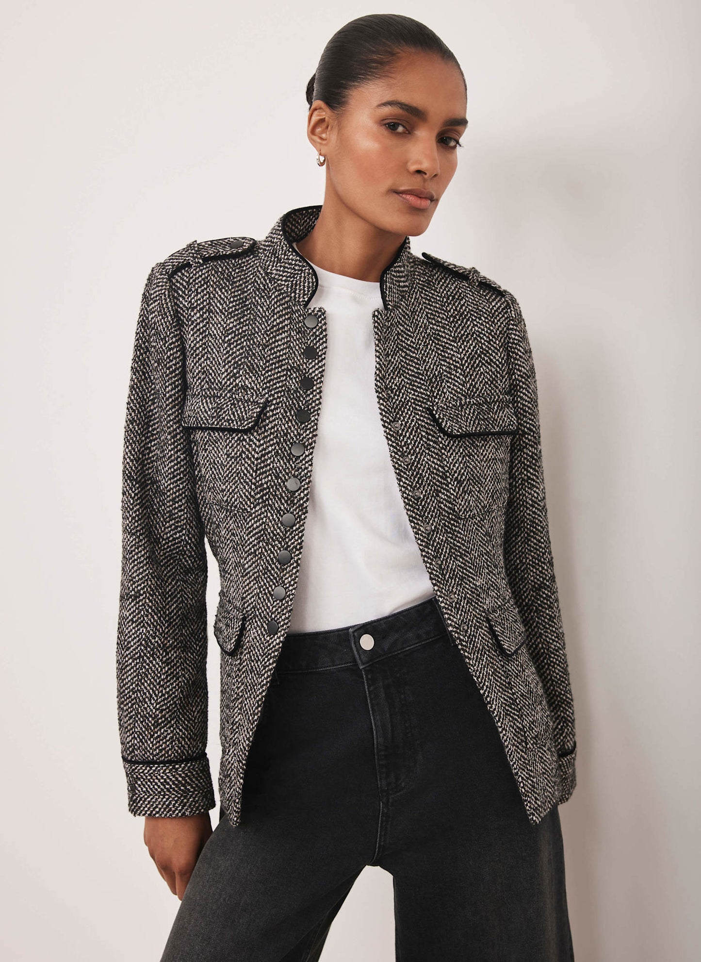 Black Textured Military Jacket