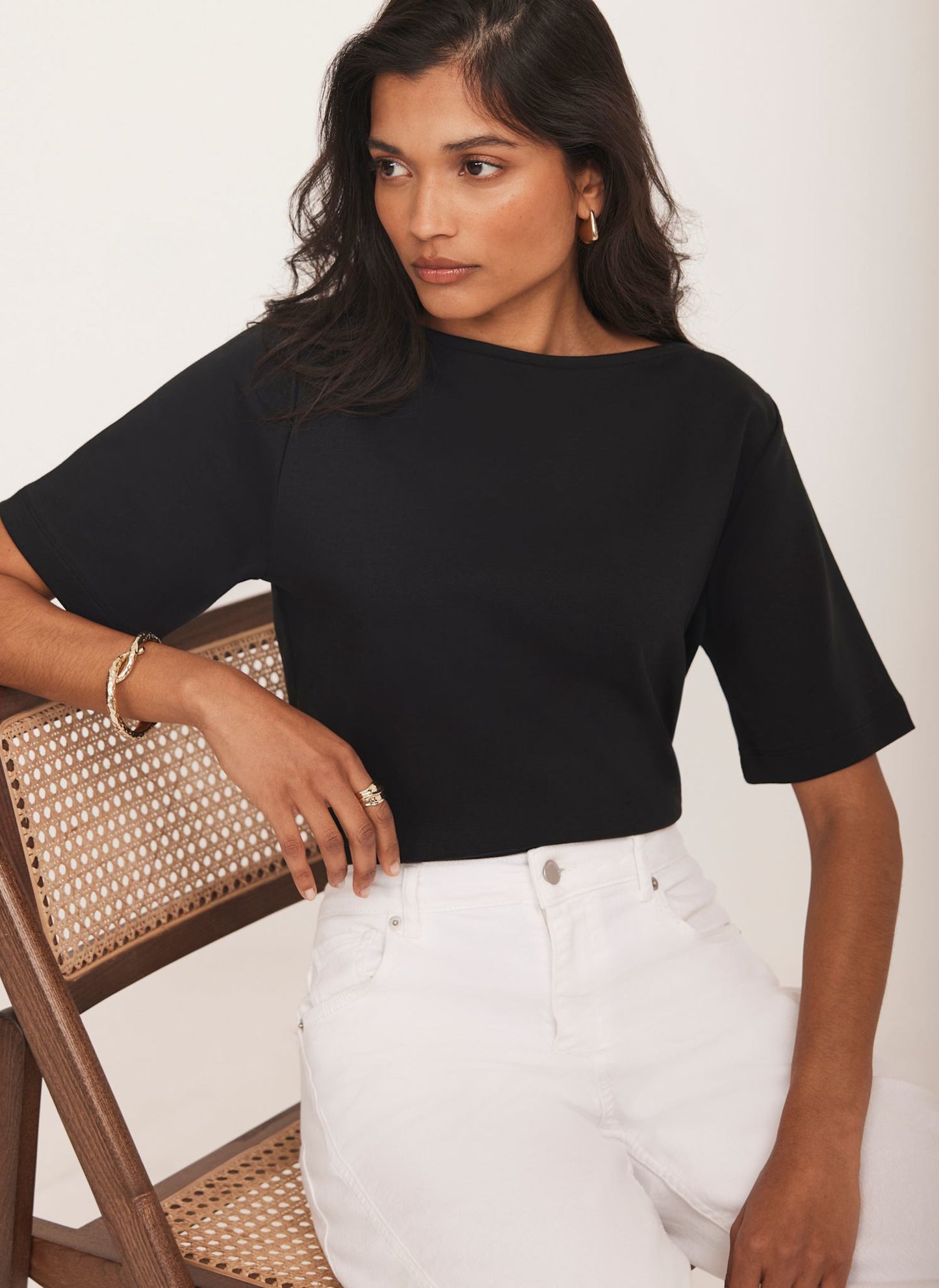 Black Slash Neck T Shirt